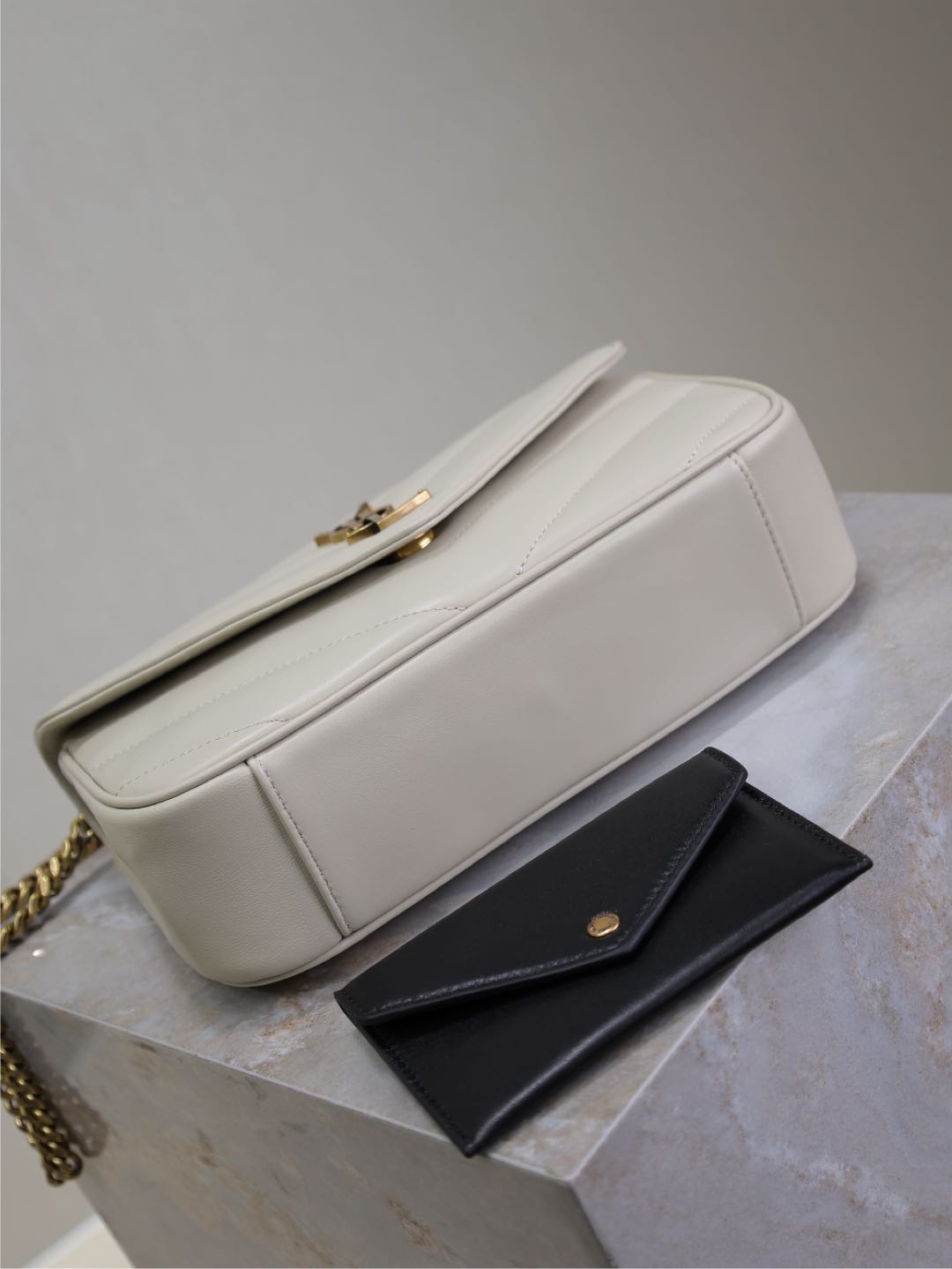 LOULOU SMALL 24 IN WHITE SHEEPSKIN GOLD HARDWARE mysite