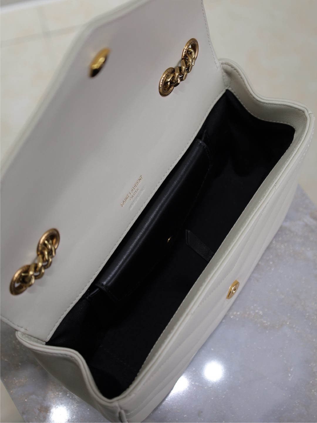 LOULOU SMALL 24 IN WHITE SHEEPSKIN GOLD HARDWARE mysite