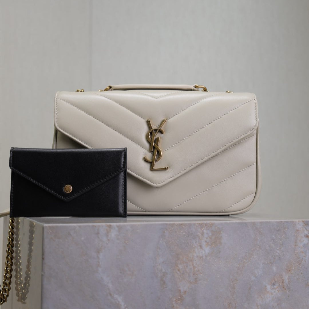 LOULOU SMALL 24 IN WHITE SHEEPSKIN GOLD HARDWARE mysite