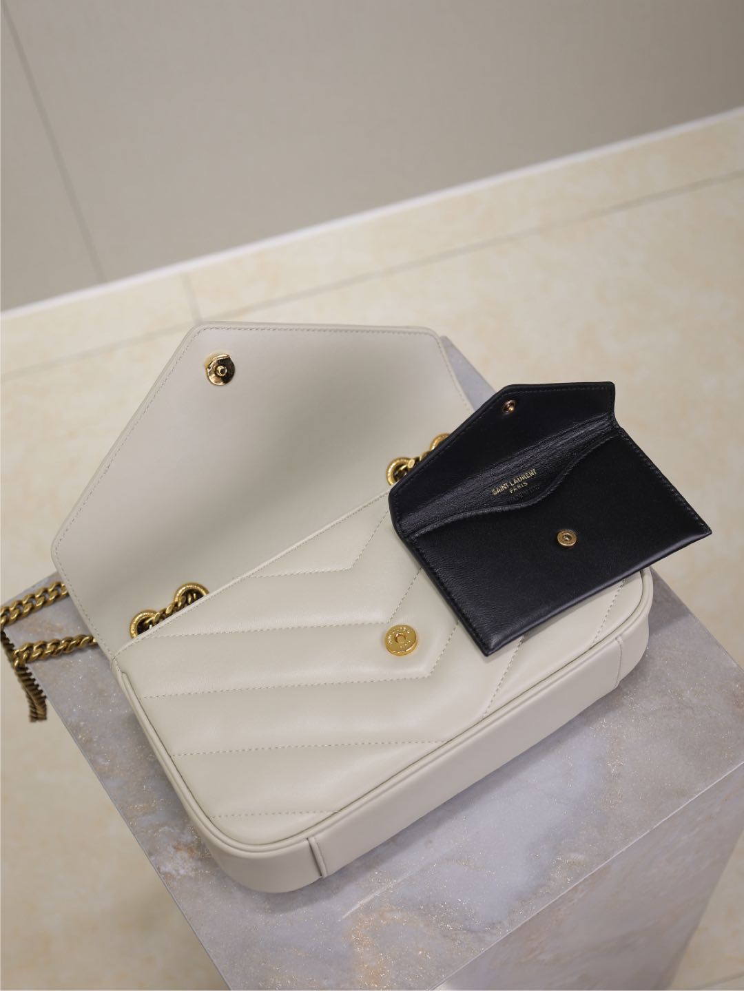 LOULOU SMALL 24 IN WHITE SHEEPSKIN GOLD HARDWARE mysite