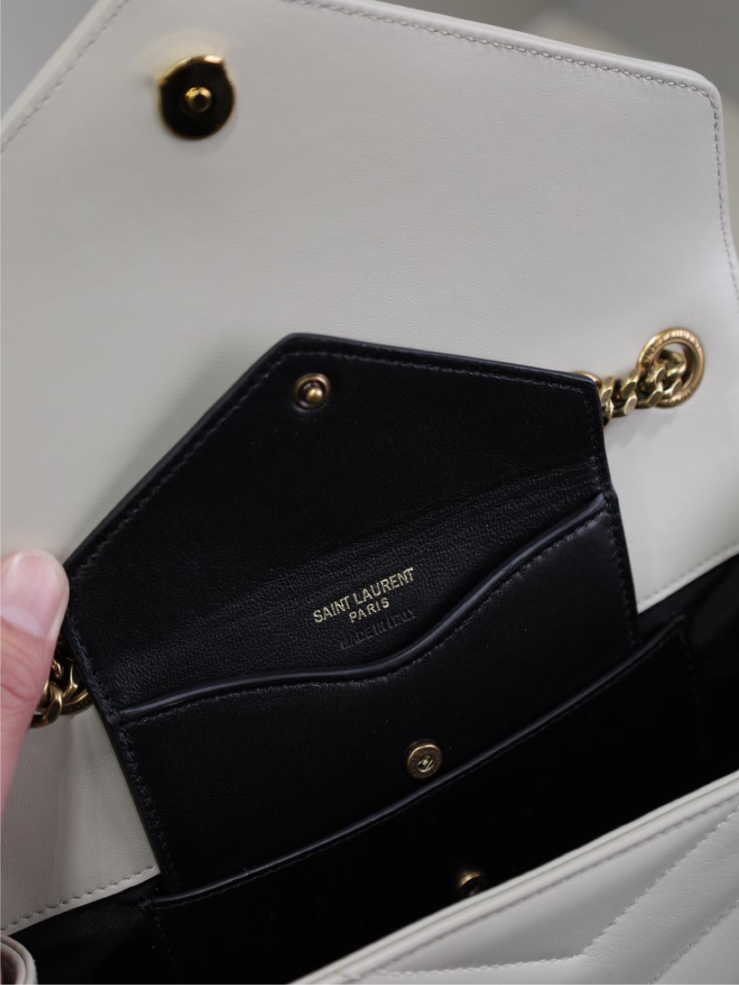 LOULOU SMALL 24 IN WHITE SHEEPSKIN GOLD HARDWARE mysite