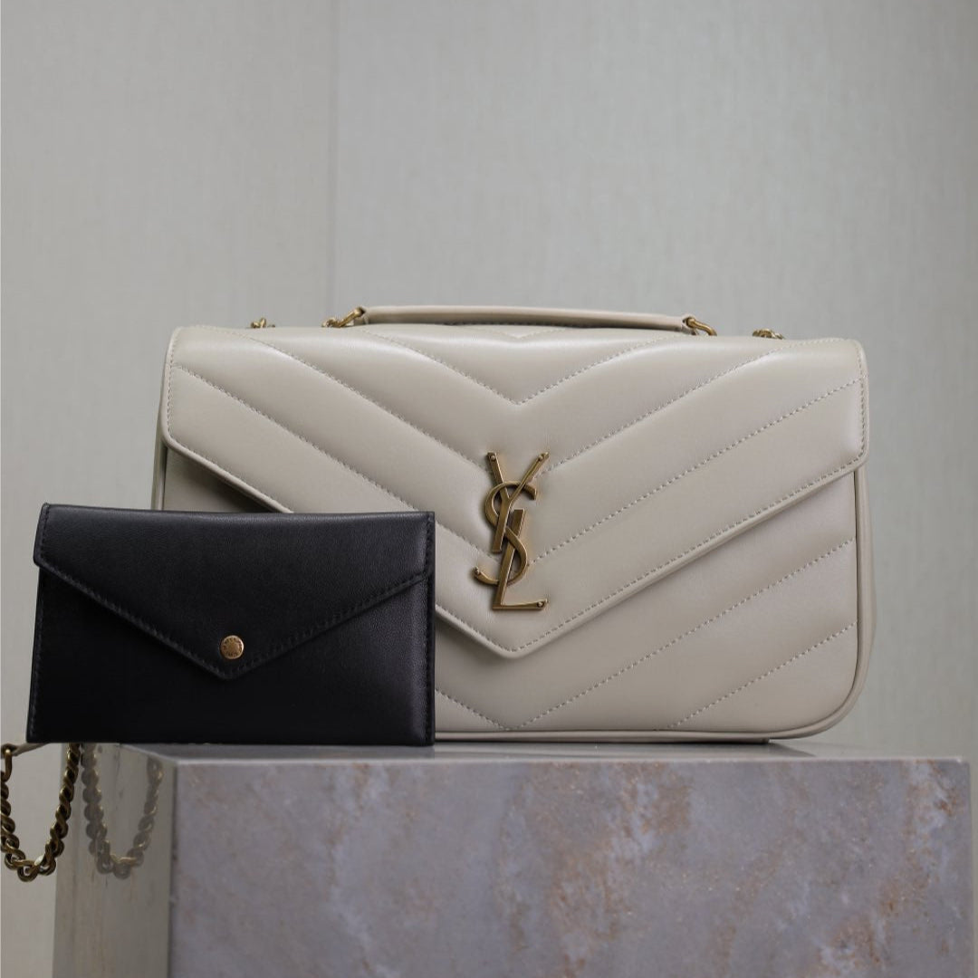 LOULOU MEDIUM 29 IN WHITE SHEEPSKIN GOLD HARDWARE mysite
