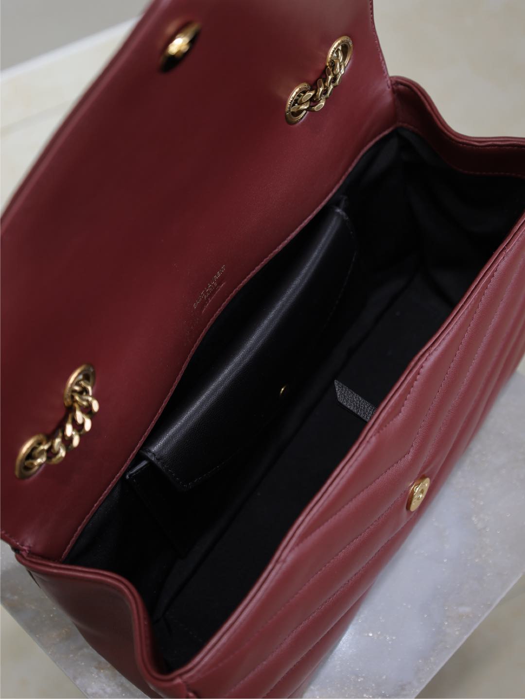 LOULOU MEDIUM 29 IN BURGUNDY RED SHEEPSKIN GOLD HARDWARE mysite