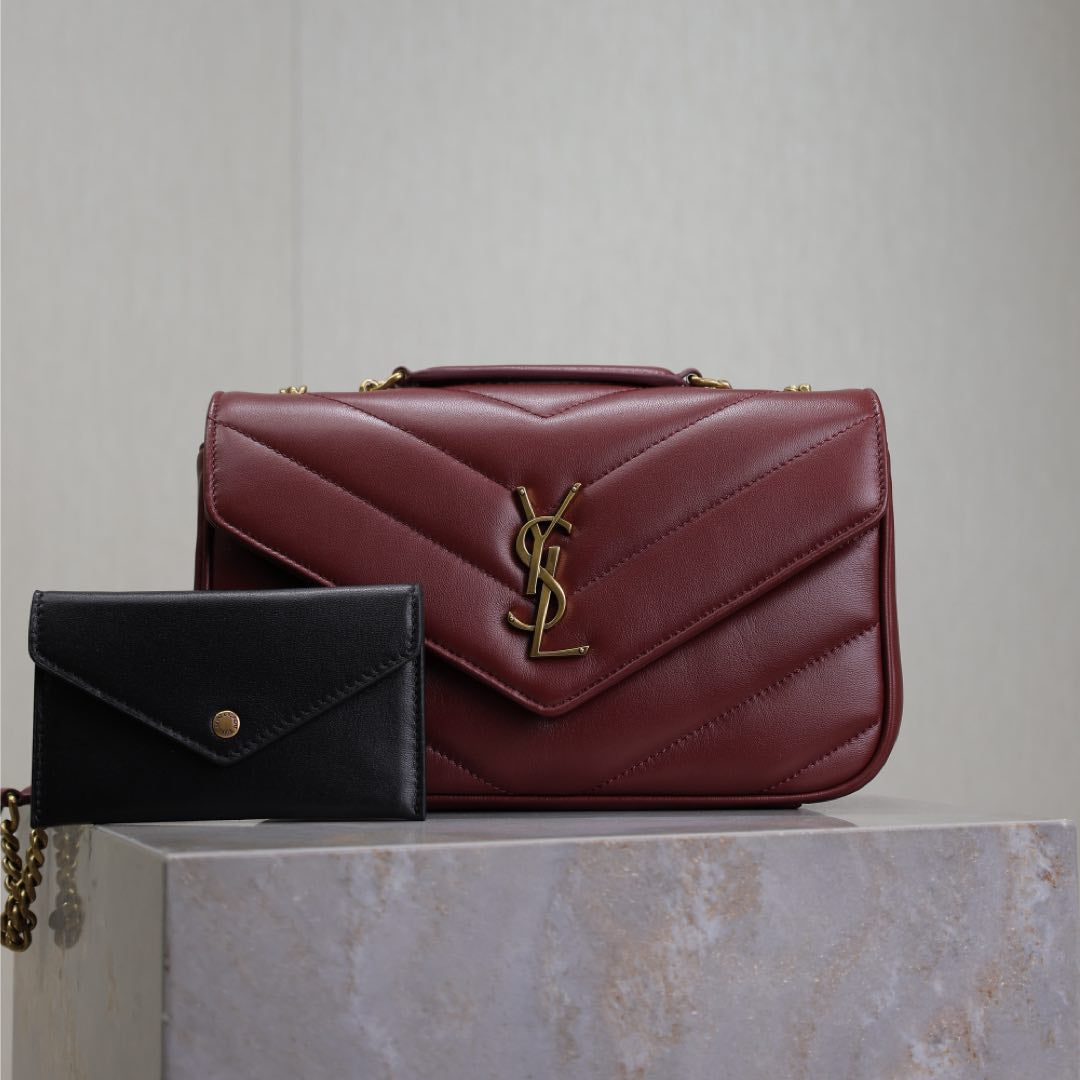 LOULOU SMALL 24 IN BURGUNDY RED SHEEPSKIN GOLD HARDWARE mysite