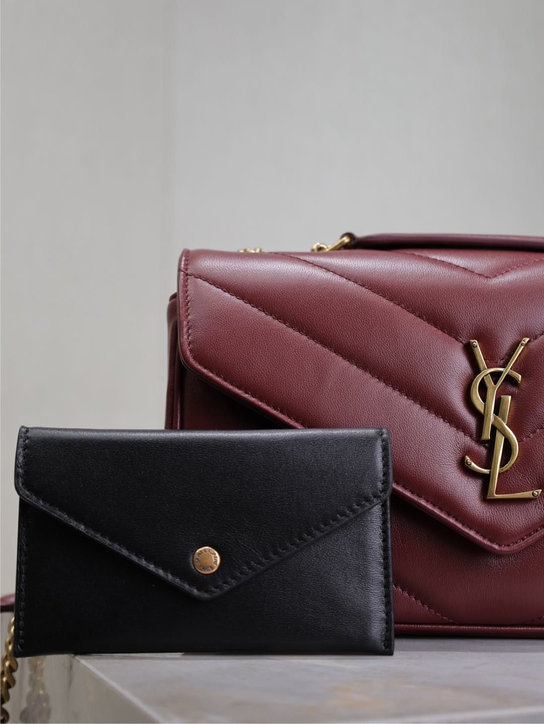 LOULOU SMALL 24 IN BURGUNDY RED SHEEPSKIN GOLD HARDWARE mysite