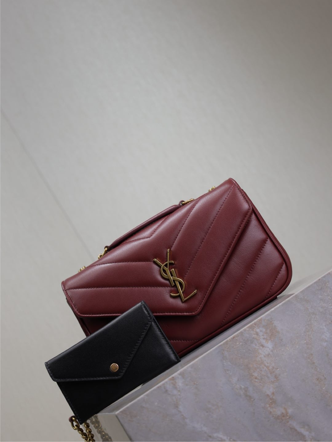 LOULOU SMALL 24 IN BURGUNDY RED SHEEPSKIN GOLD HARDWARE mysite