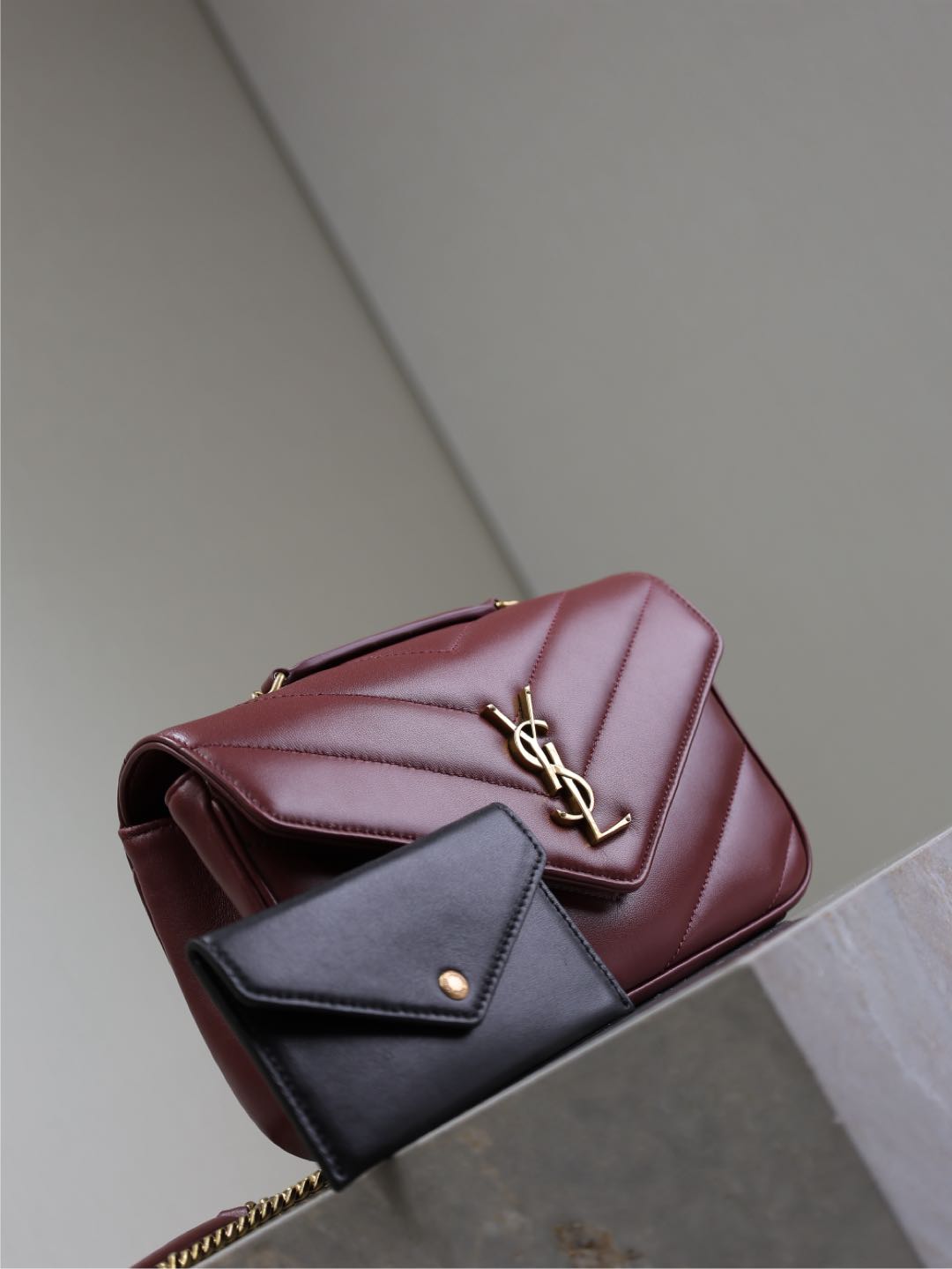 LOULOU SMALL 24 IN BURGUNDY RED SHEEPSKIN GOLD HARDWARE mysite