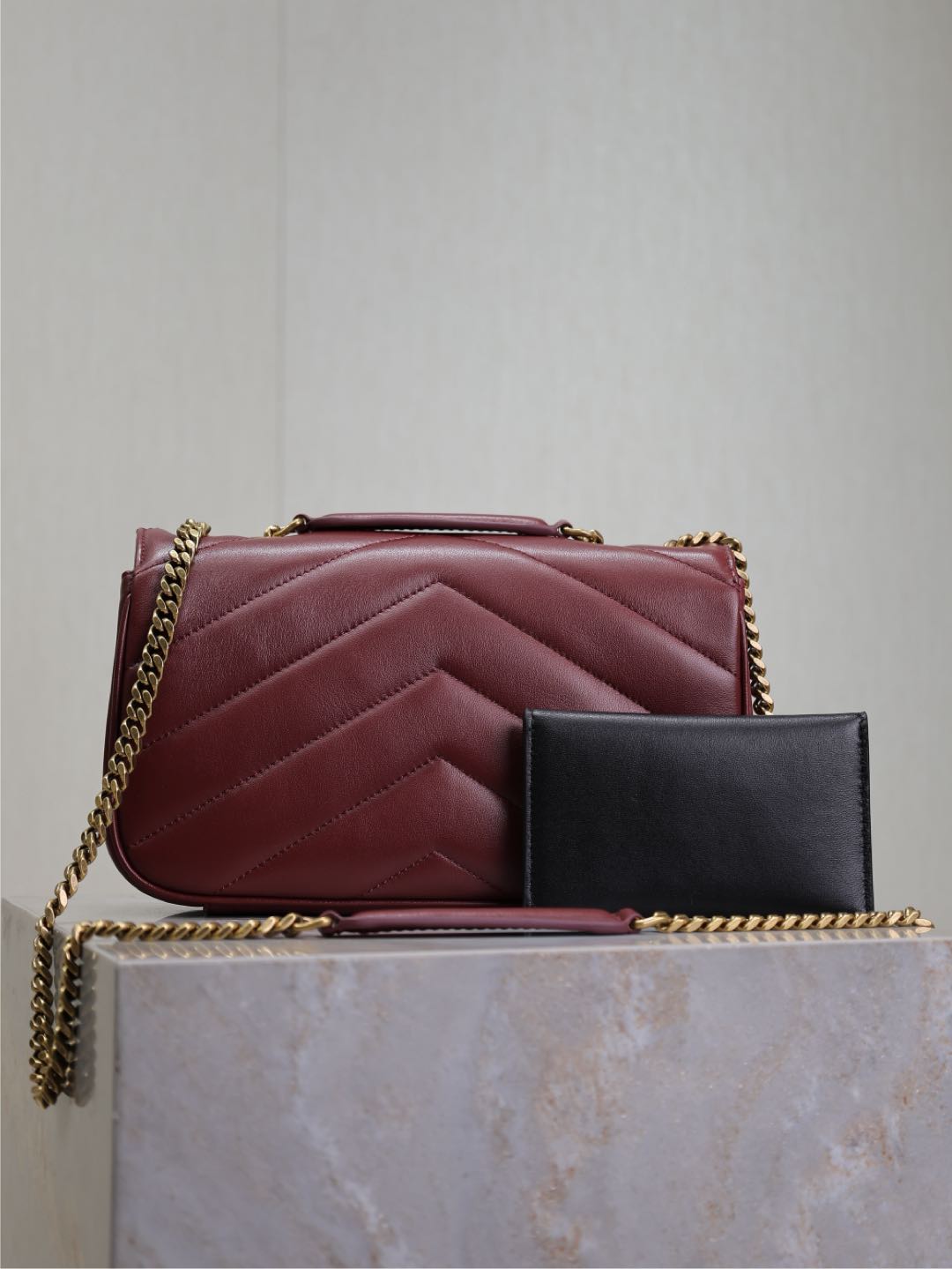 LOULOU SMALL 24 IN BURGUNDY RED SHEEPSKIN GOLD HARDWARE mysite