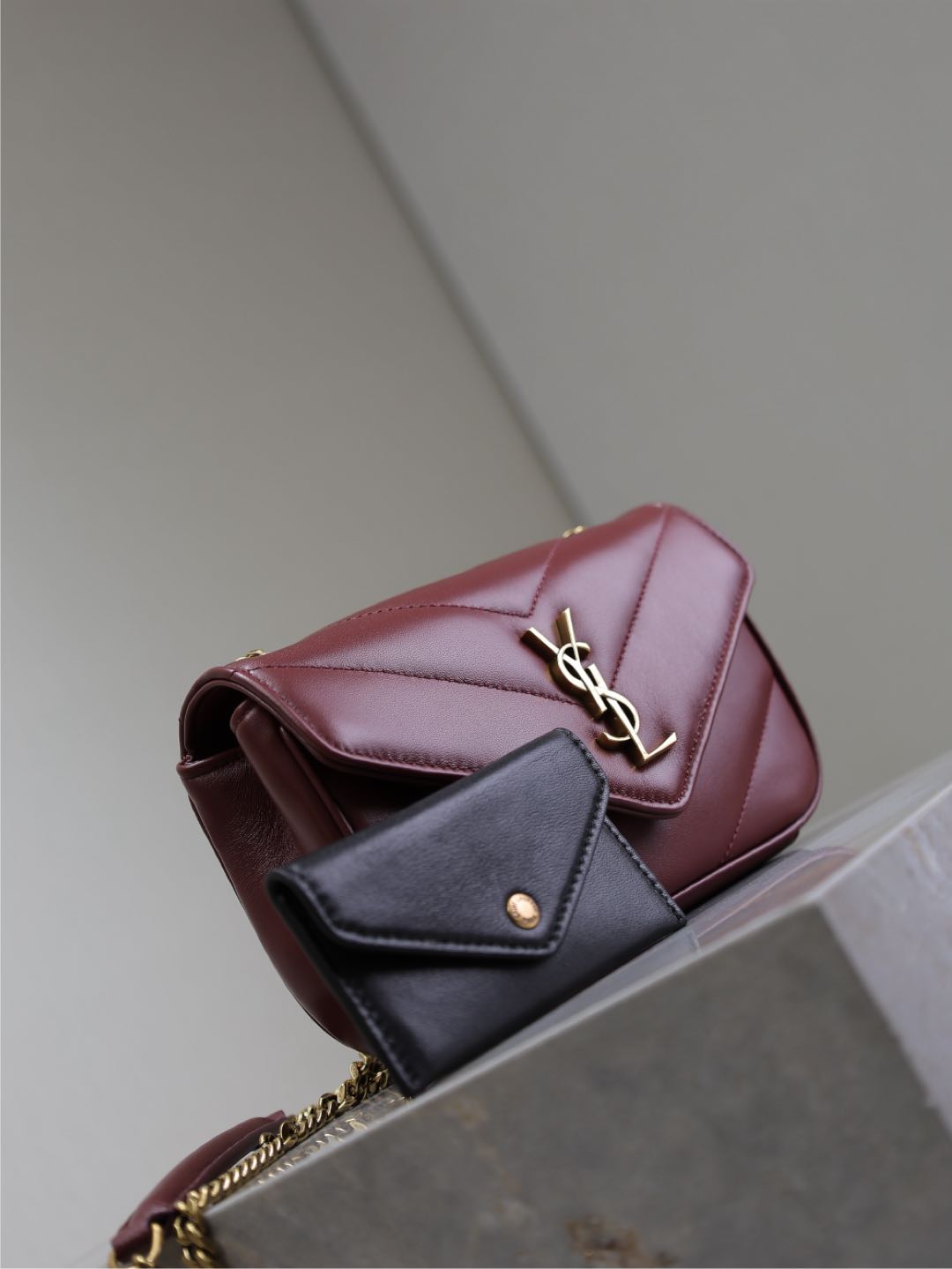 LOULOU MINI 20 IN BURGUNDY RED SHEEPSKIN GOLD HARDWARE mysite