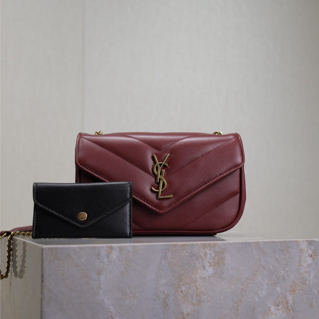 LOULOU MINI 20 IN BURGUNDY RED SHEEPSKIN GOLD HARDWARE mysite