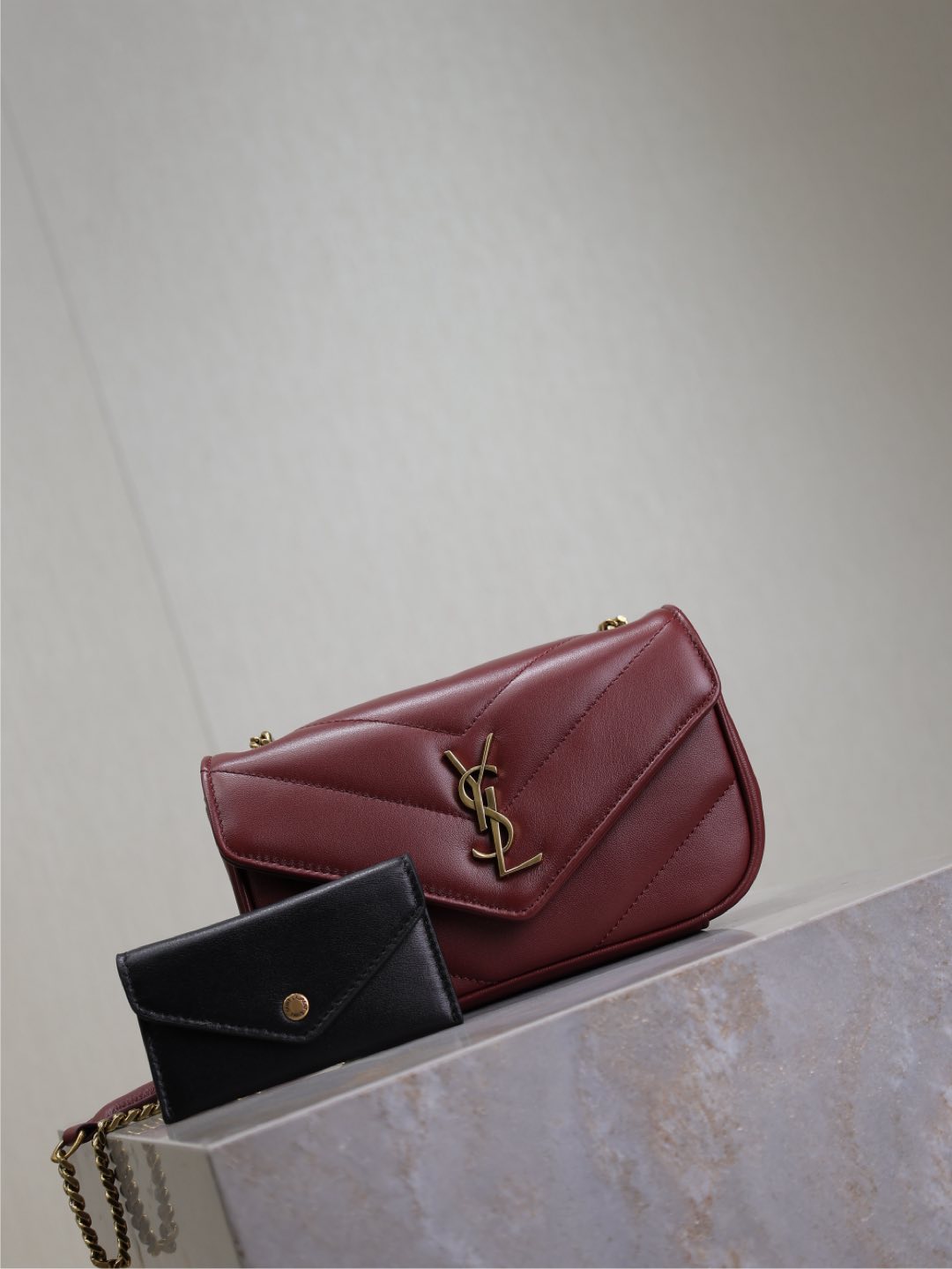 LOULOU MINI 20 IN BURGUNDY RED SHEEPSKIN GOLD HARDWARE mysite