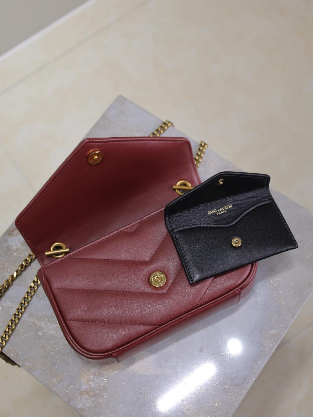 LOULOU MINI 20 IN BURGUNDY RED SHEEPSKIN GOLD HARDWARE mysite