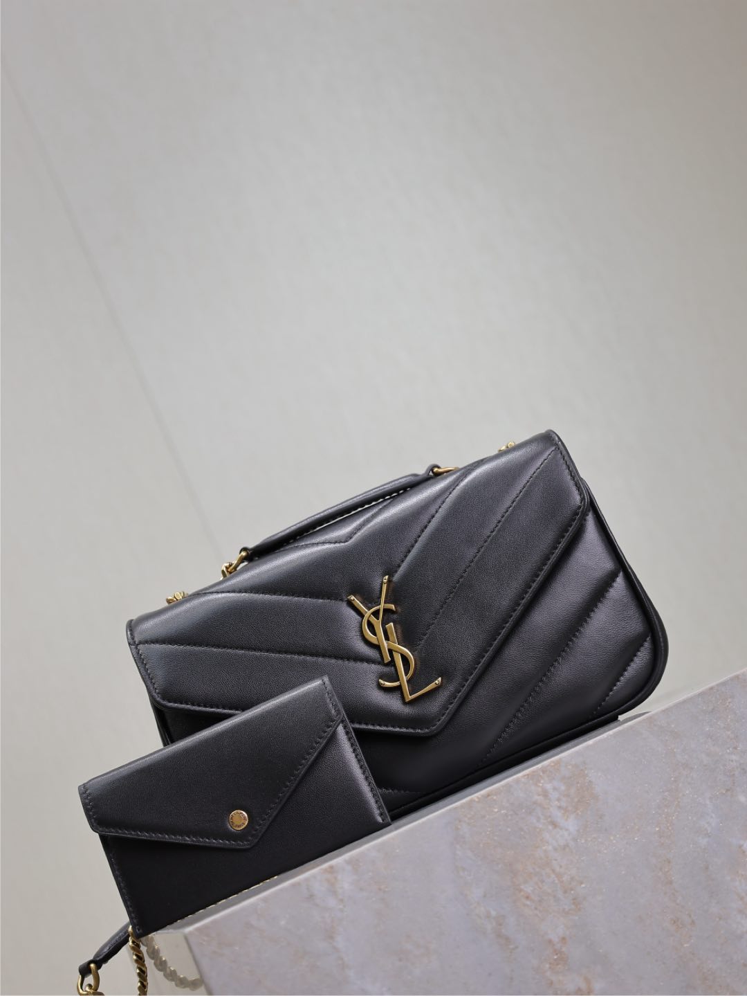 LOULOU SMALL 24 IN BLACK SHEEPSKIN GOLD HARDWARE mysite