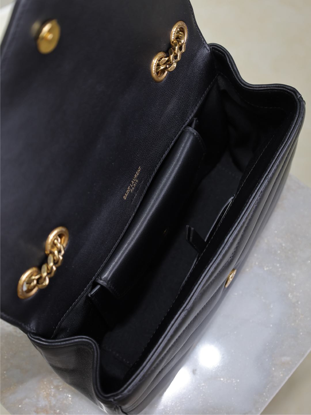 LOULOU SMALL 24 IN BLACK SHEEPSKIN GOLD HARDWARE mysite