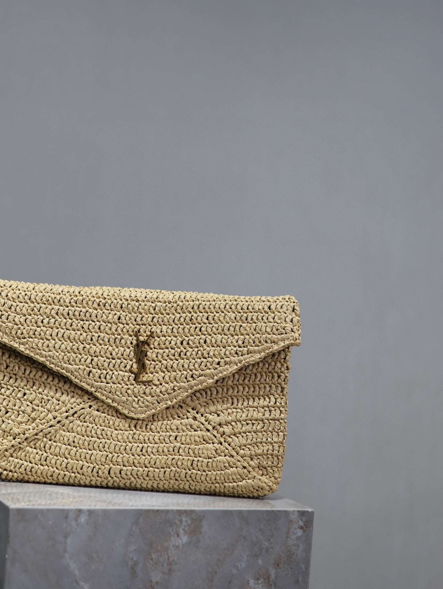 Prada Envelope Clutch 29cm Beige Raffia Leather mysite