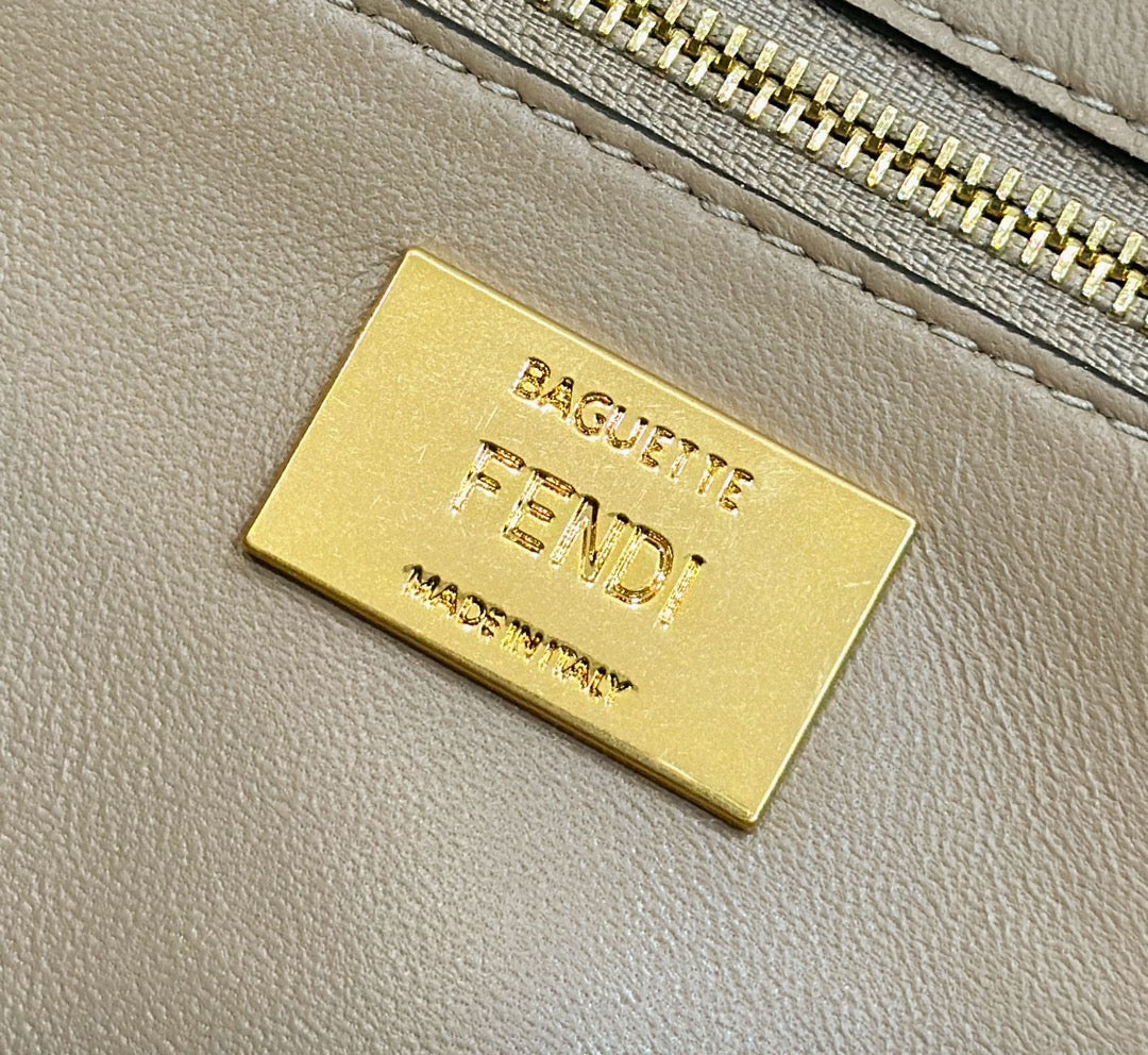 FENDI BAGUETTE 27 BAG IN SAND BEIGE CALFSKIN WITH GOLD HARDWARE mysite