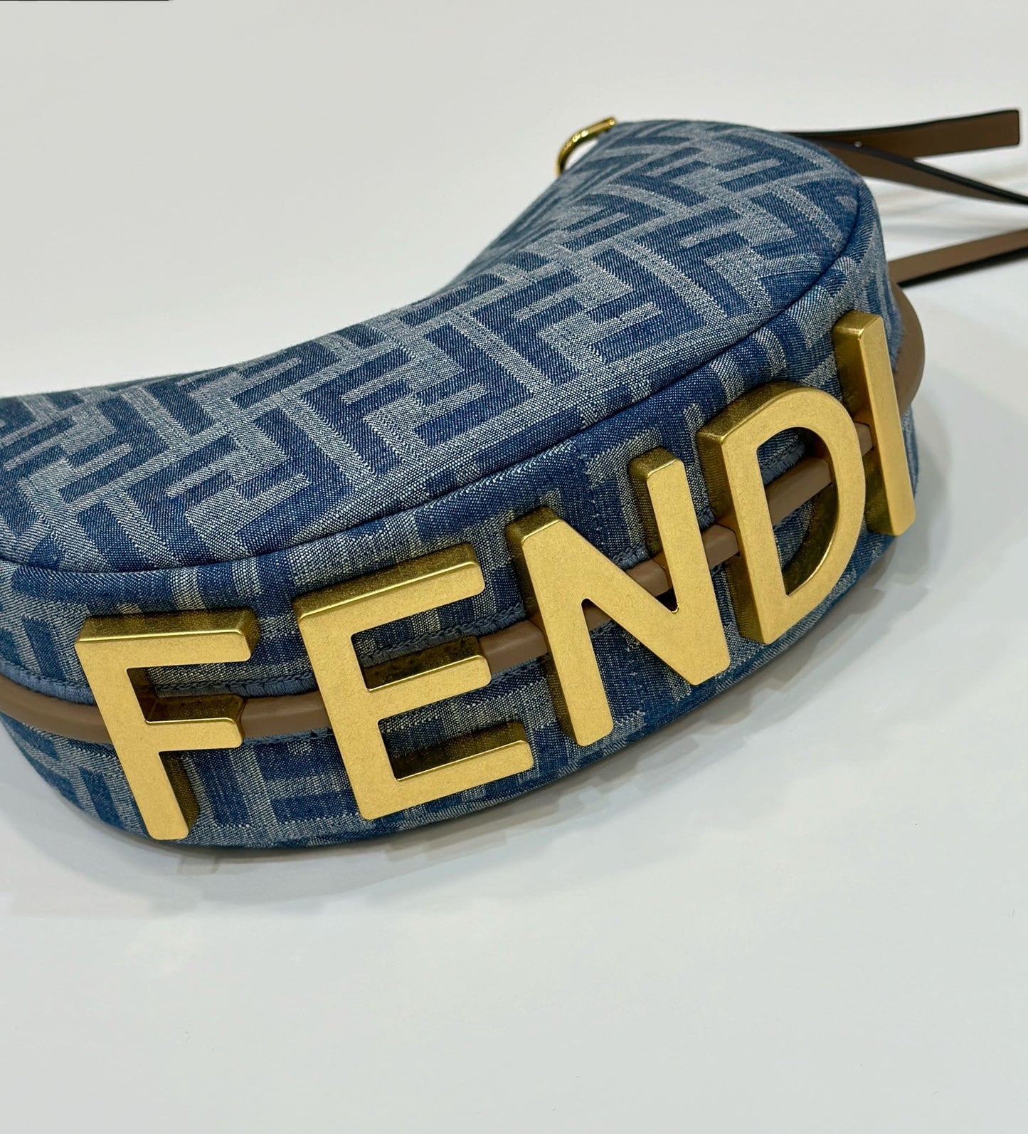 FENDIGRAPHY MINI 20 BAG IN AEGEAN BLUE DENIM FABRIC WITH GOLD HARDWARE mysite