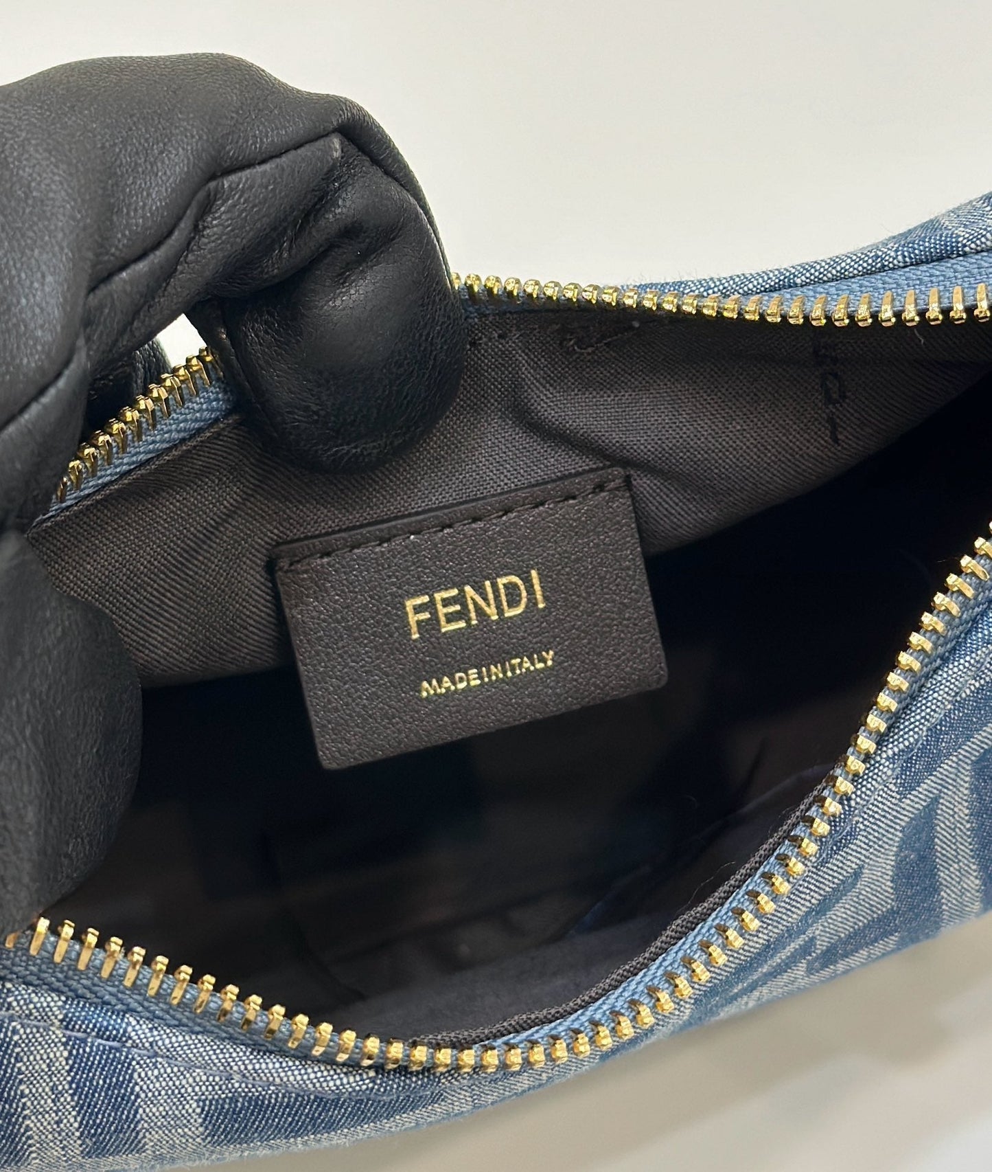 FENDIGRAPHY MINI 20 BAG IN AEGEAN BLUE DENIM FABRIC WITH GOLD HARDWARE mysite