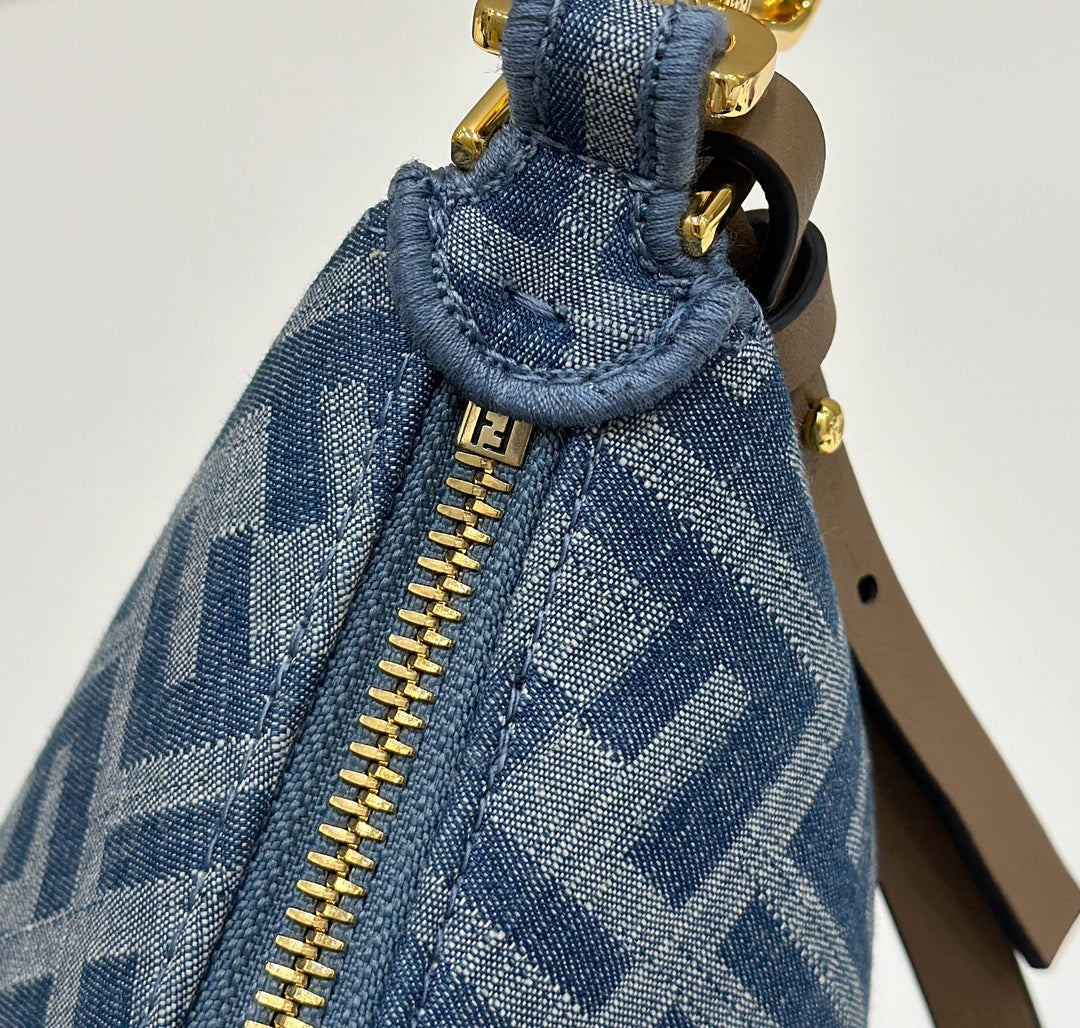 FENDIGRAPHY MINI 20 BAG IN AEGEAN BLUE DENIM FABRIC WITH GOLD HARDWARE mysite