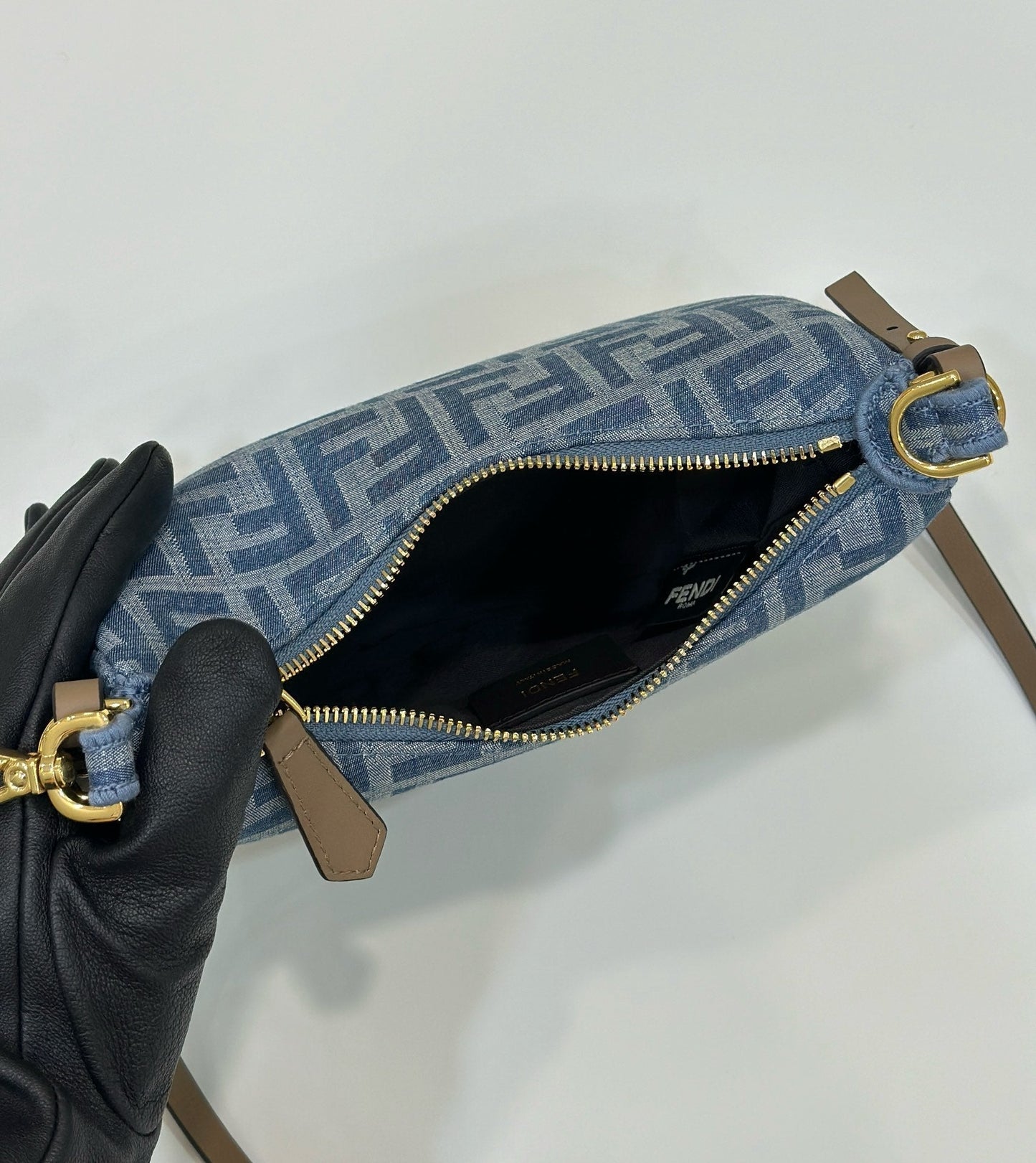 FENDIGRAPHY MINI 20 BAG IN AEGEAN BLUE DENIM FABRIC WITH GOLD HARDWARE mysite