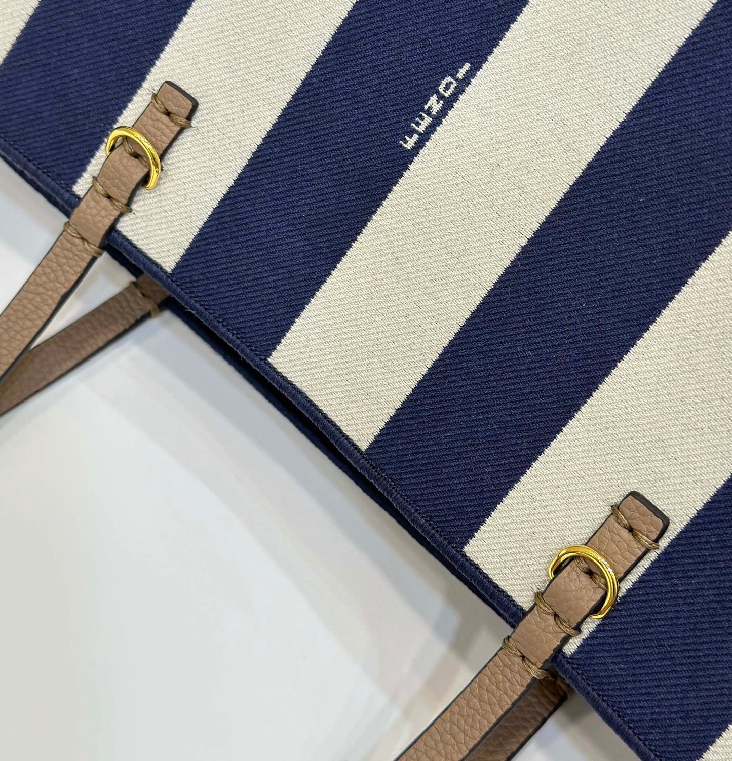 FENDI ROLL 22 TOTE BAG IN MIDNIGHT BLUE MIX WHITE CANVAS mysite