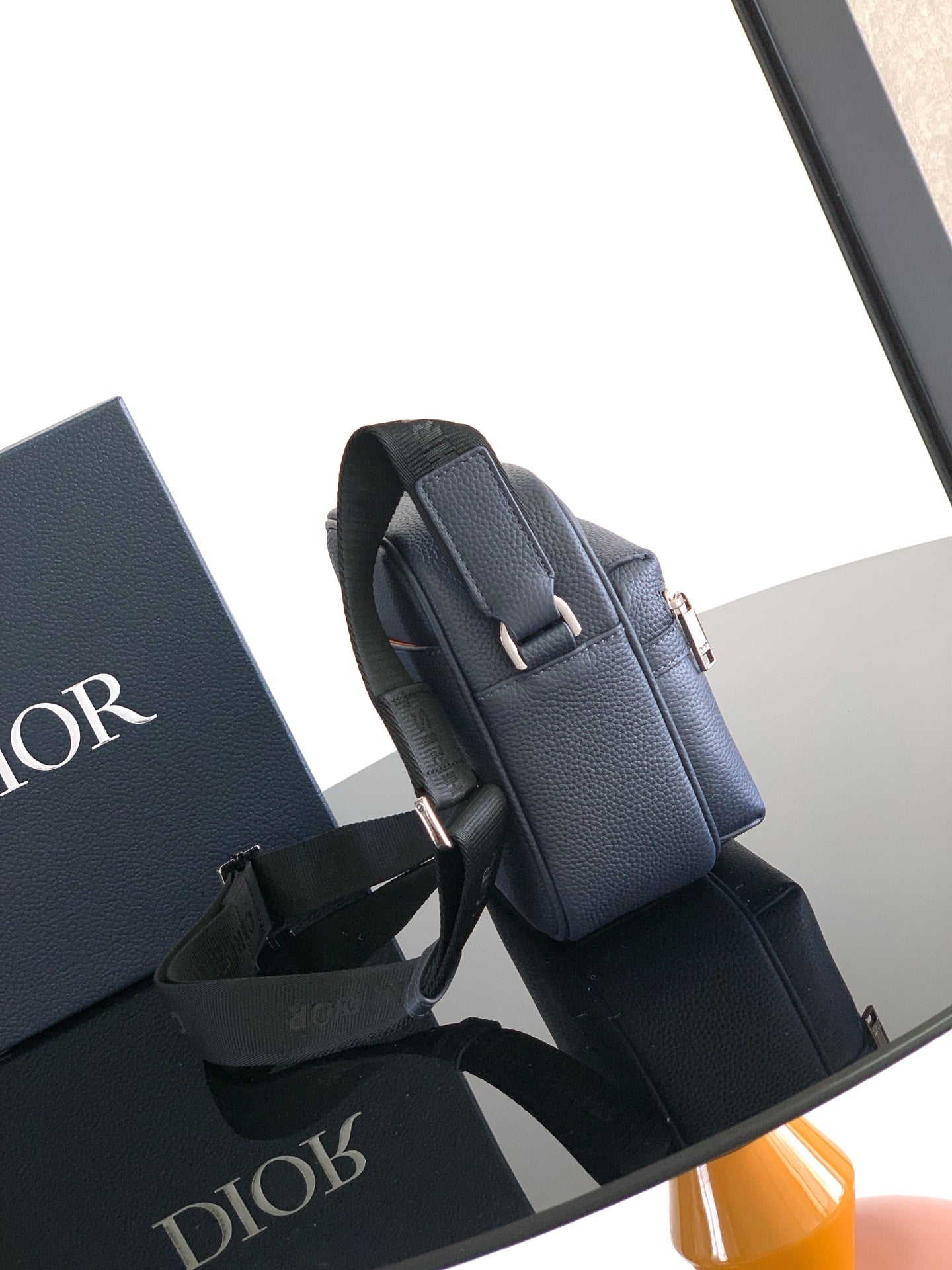 Dior Rider 2.0 Zippered Messenger Bag Navy Blue Cowhide 336236 mysite
