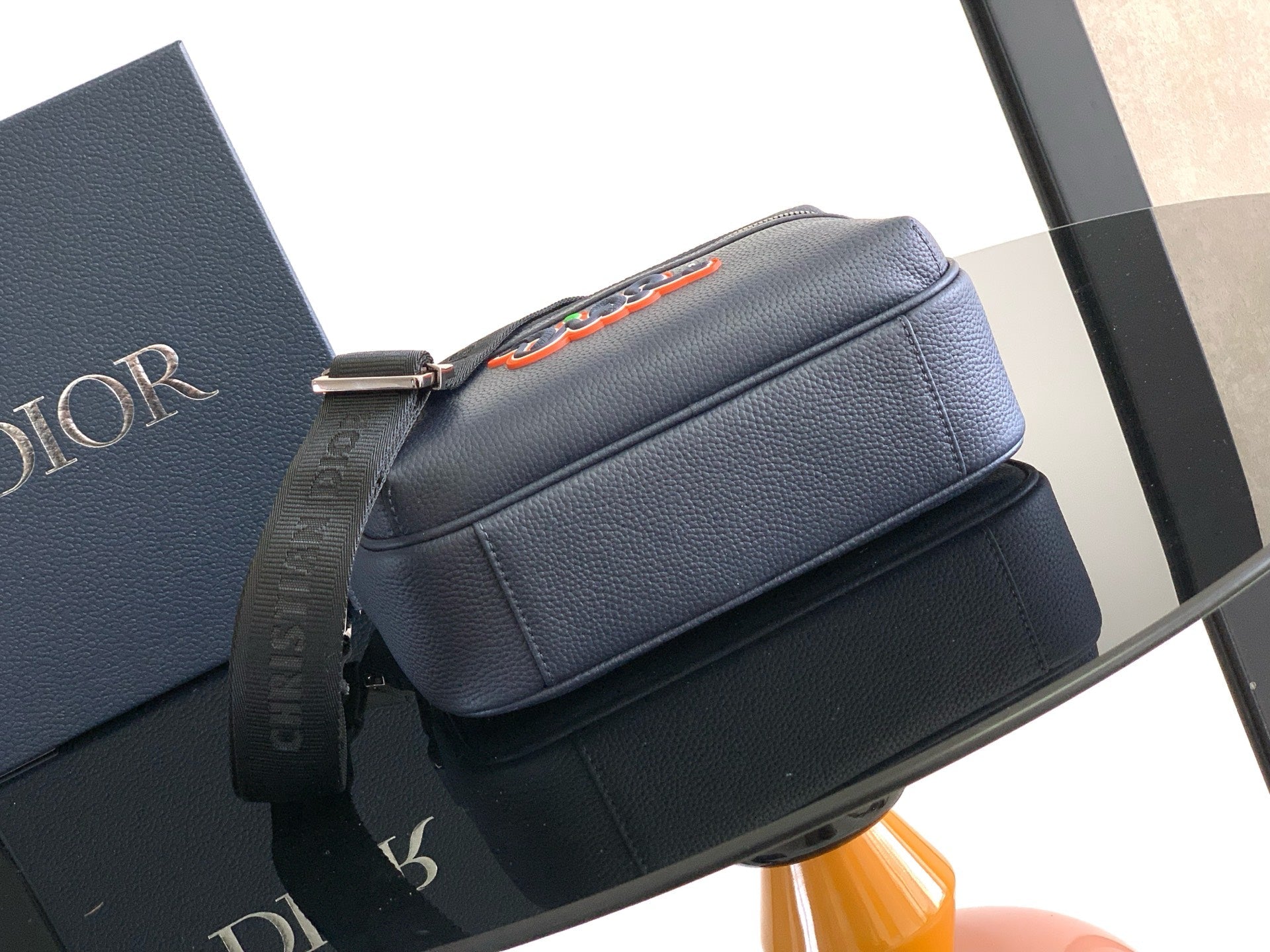 Dior Rider 2.0 Zippered Messenger Bag Navy Blue Cowhide 336236 mysite