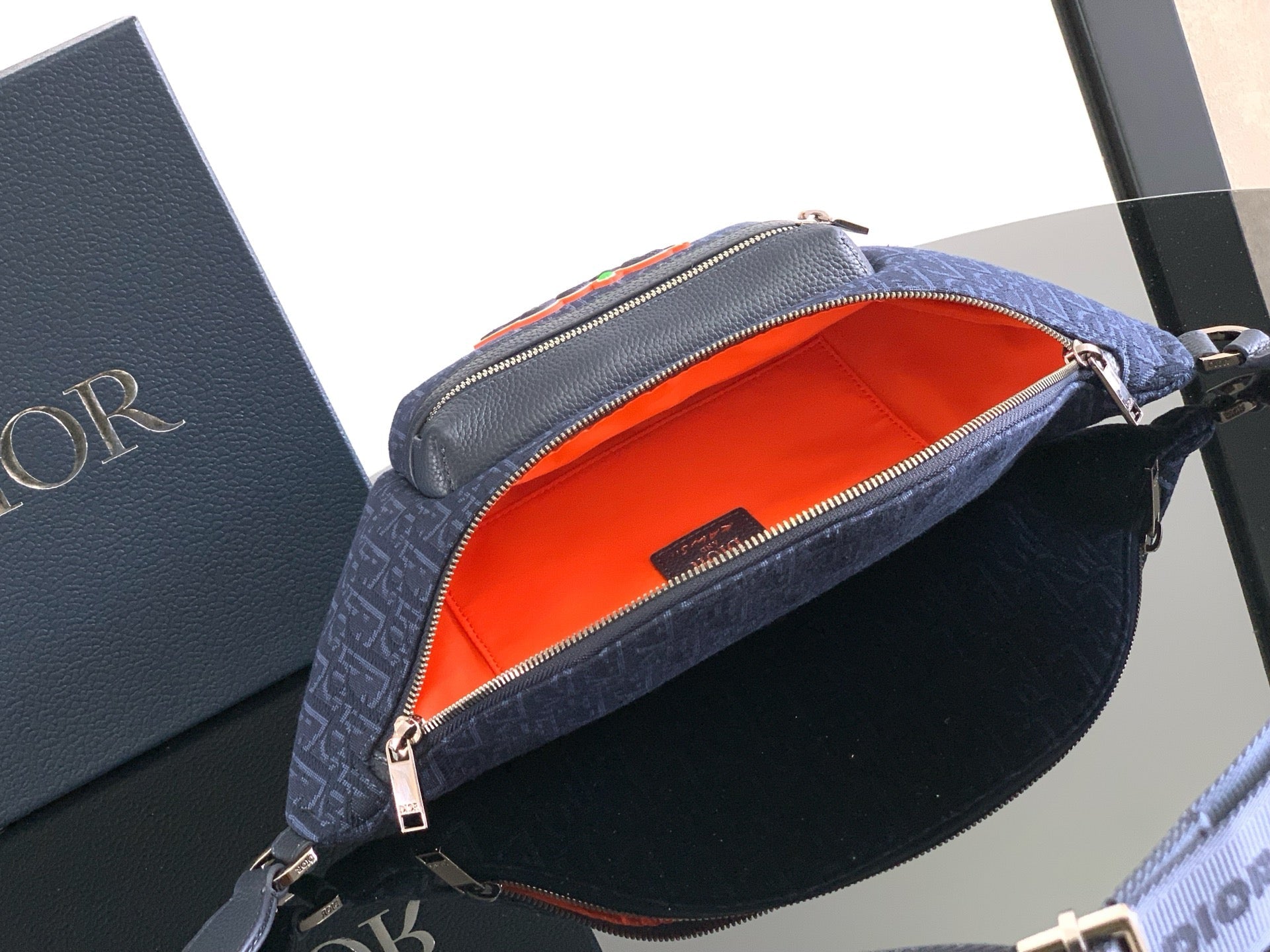 Dior Rider 2.0 Zipper Waist Bag Navy Blue Cowhide 336230 mysite