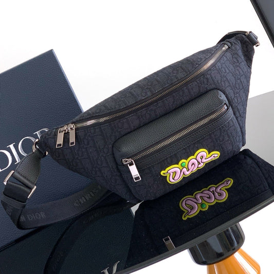Dior Rider 2.0 Zipper Waist Bag Black Cowhide 336227 mysite