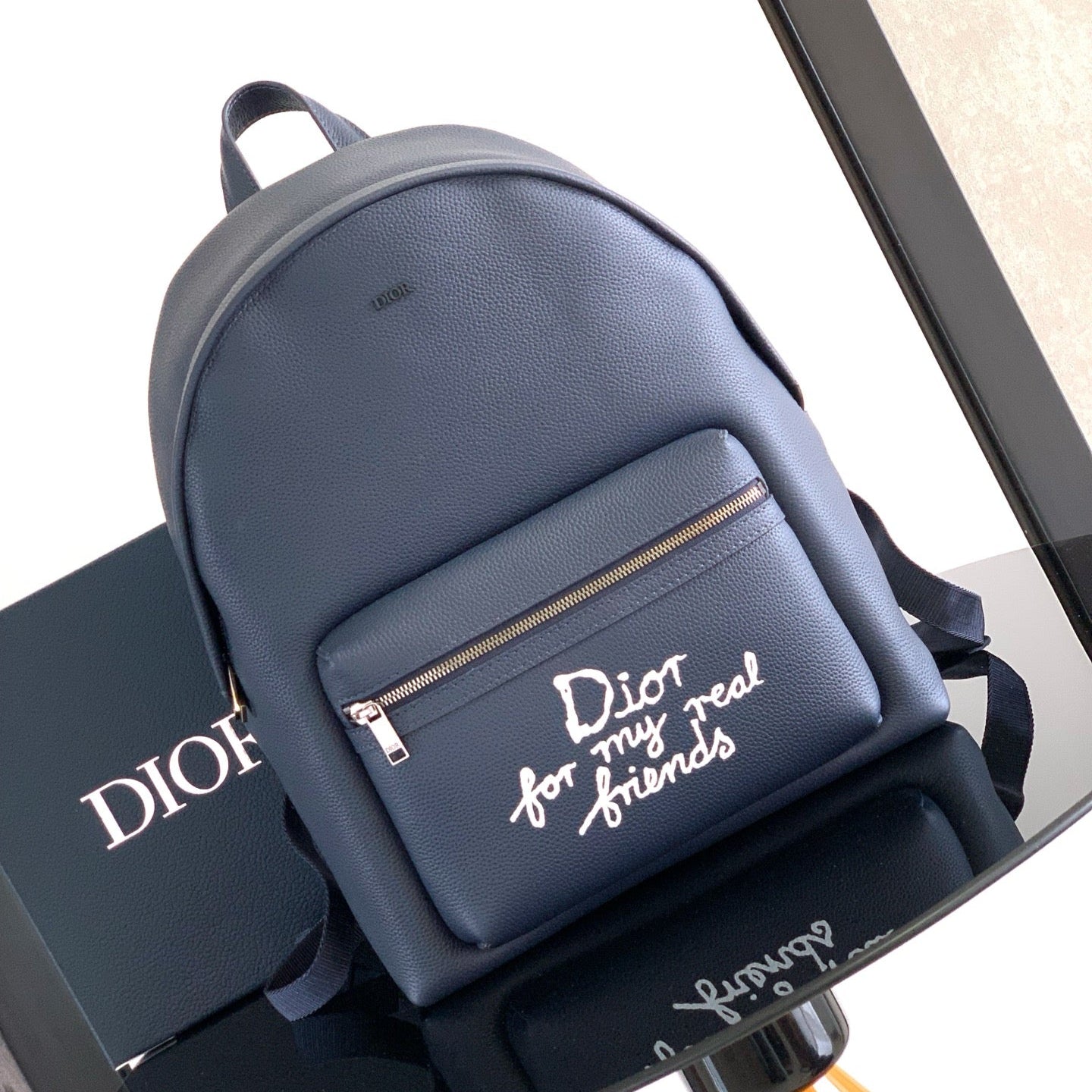 Dior Rider 2.0 Zipper Backpack Navy Blue Cowhide 336239 mysite