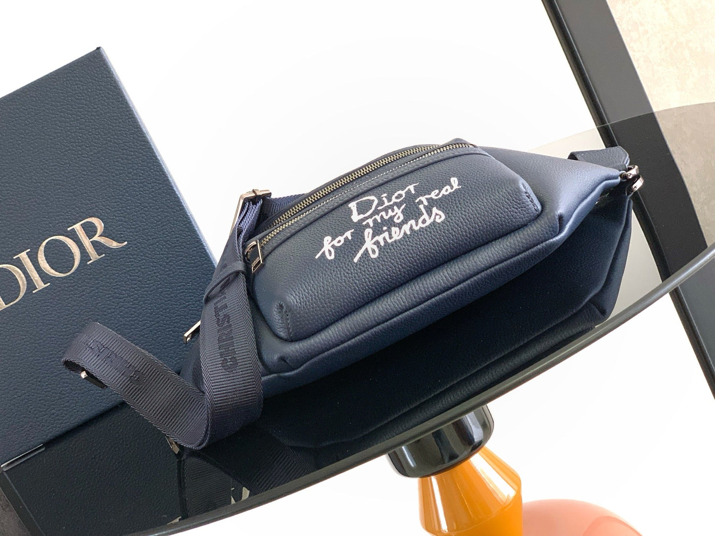 Dior Rider 2.0 Zipper Waist Bag Navy Blue Cowhide 336242 mysite