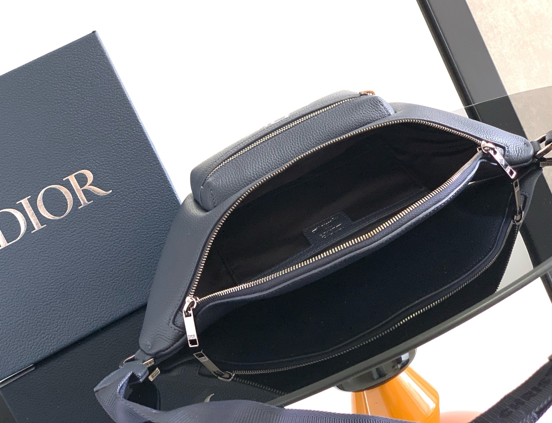 Dior Rider 2.0 Zipper Waist Bag Navy Blue Cowhide 336242 mysite