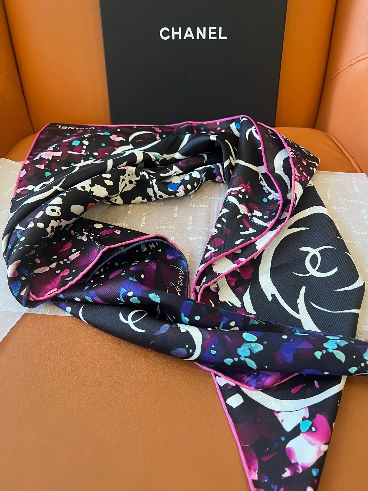 CHANEL 25S SCARF 90 IN SILK TWILL 700817 mysite