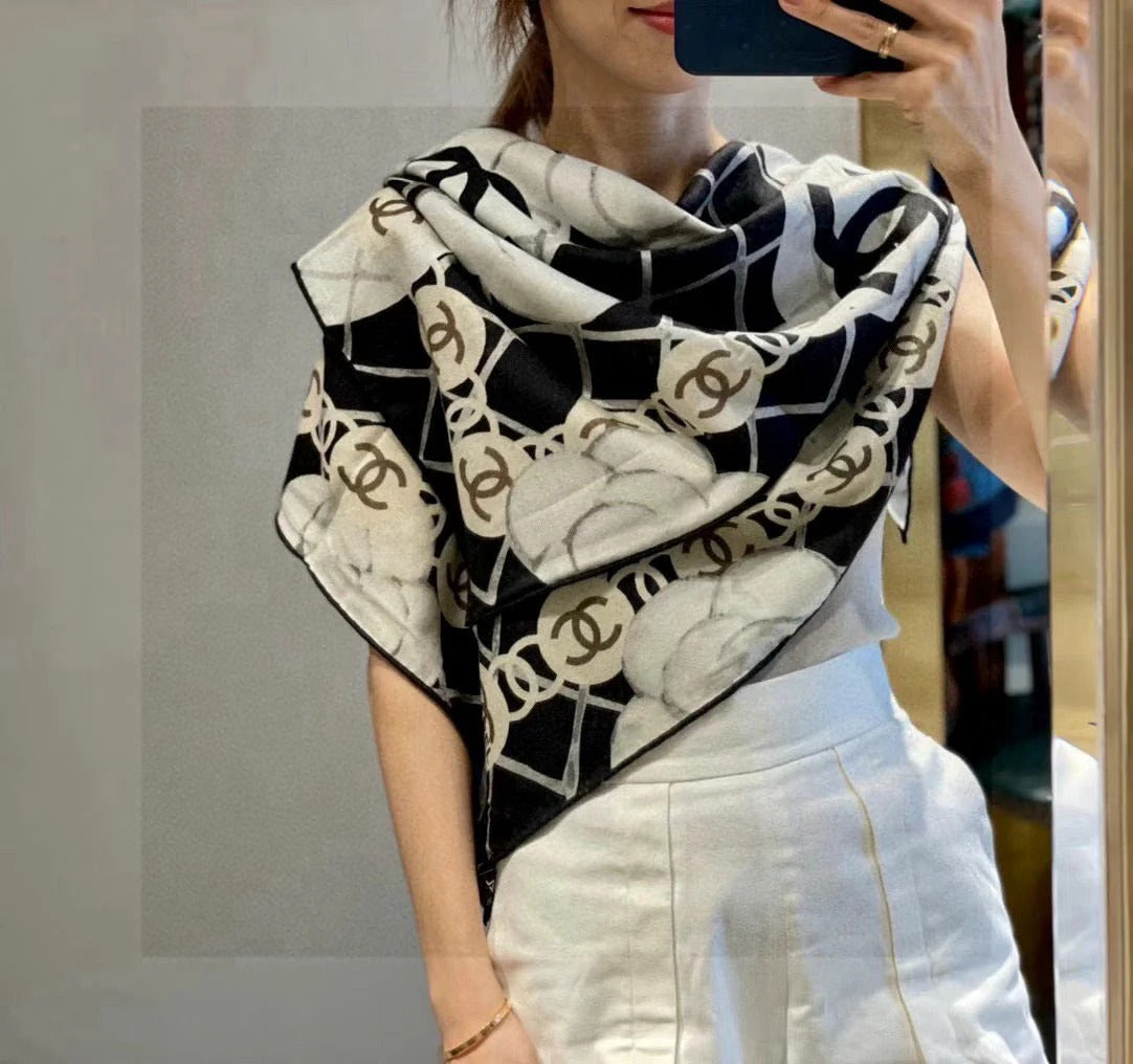 CHANEL 25S SCARF 110 IN CASHMERE SILK 730603 mysite