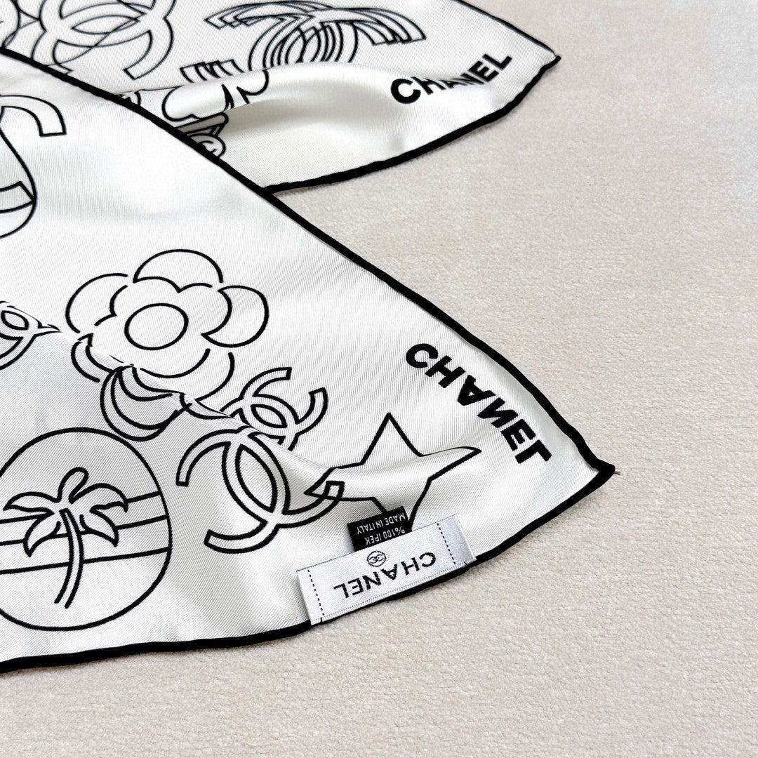 CHANEL 25S SCARF 90 IN TWILL SILK 740294 mysite