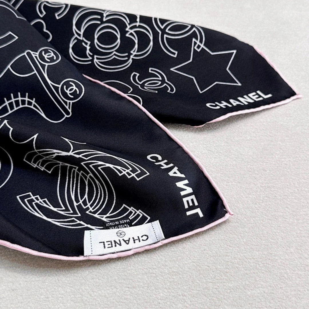 CHANEL 25S SCARF 90 IN TWILL SILK 740295 mysite
