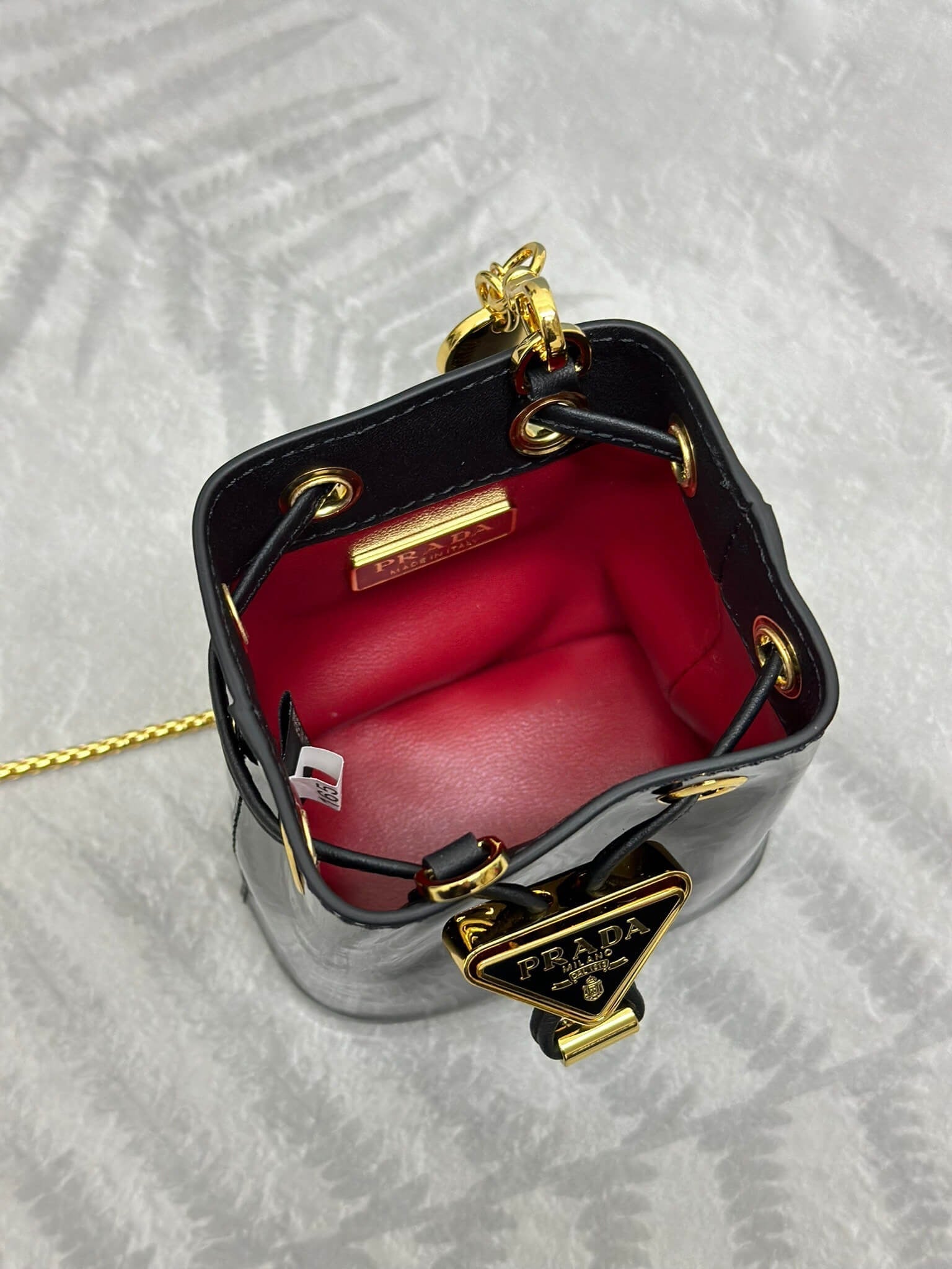 Prada Logo-Plaque Mini Bag Black Patent Leather GHW mysite