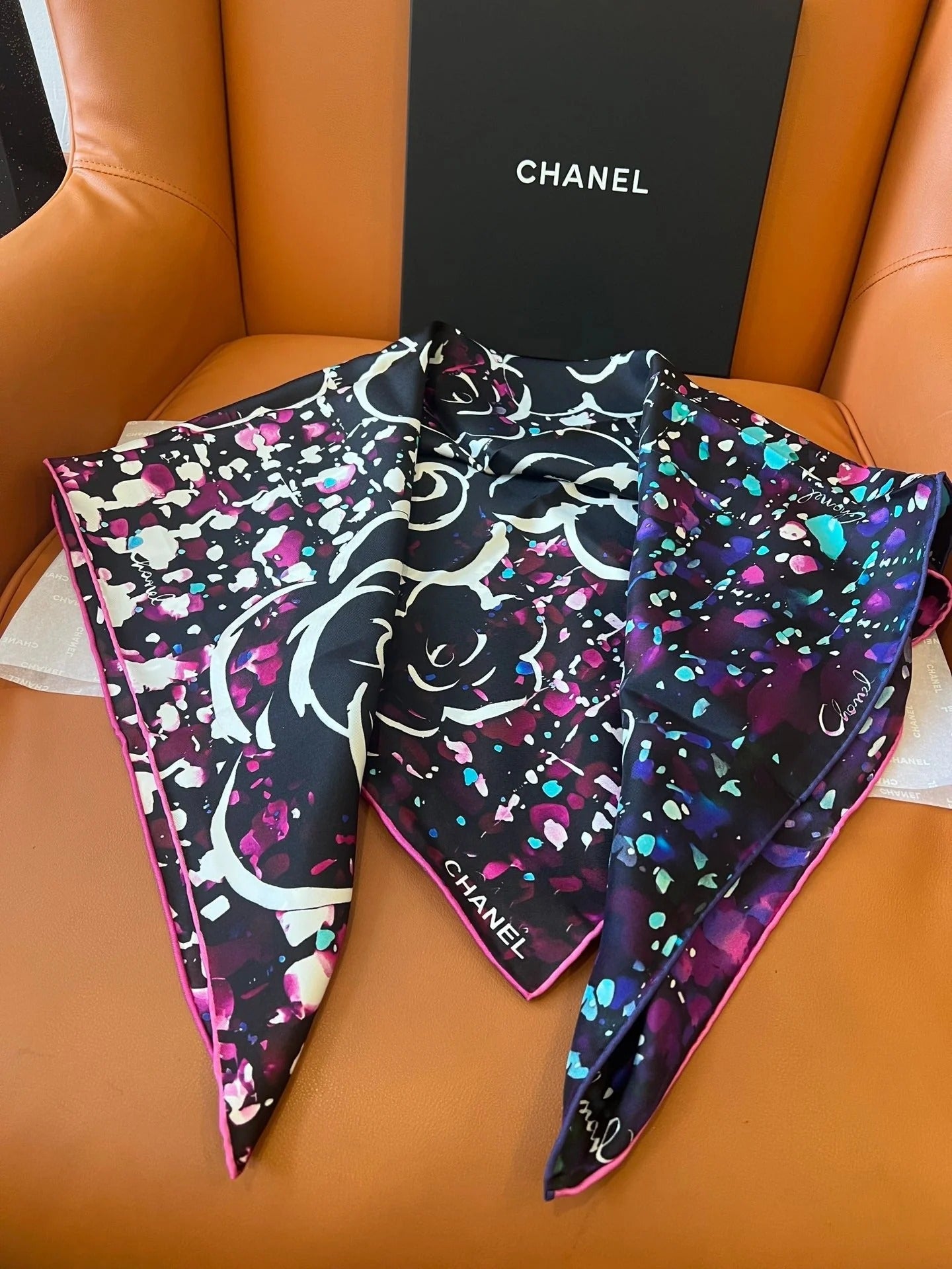 CHANEL 25S SCARF 90 IN SILK TWILL 700817 mysite