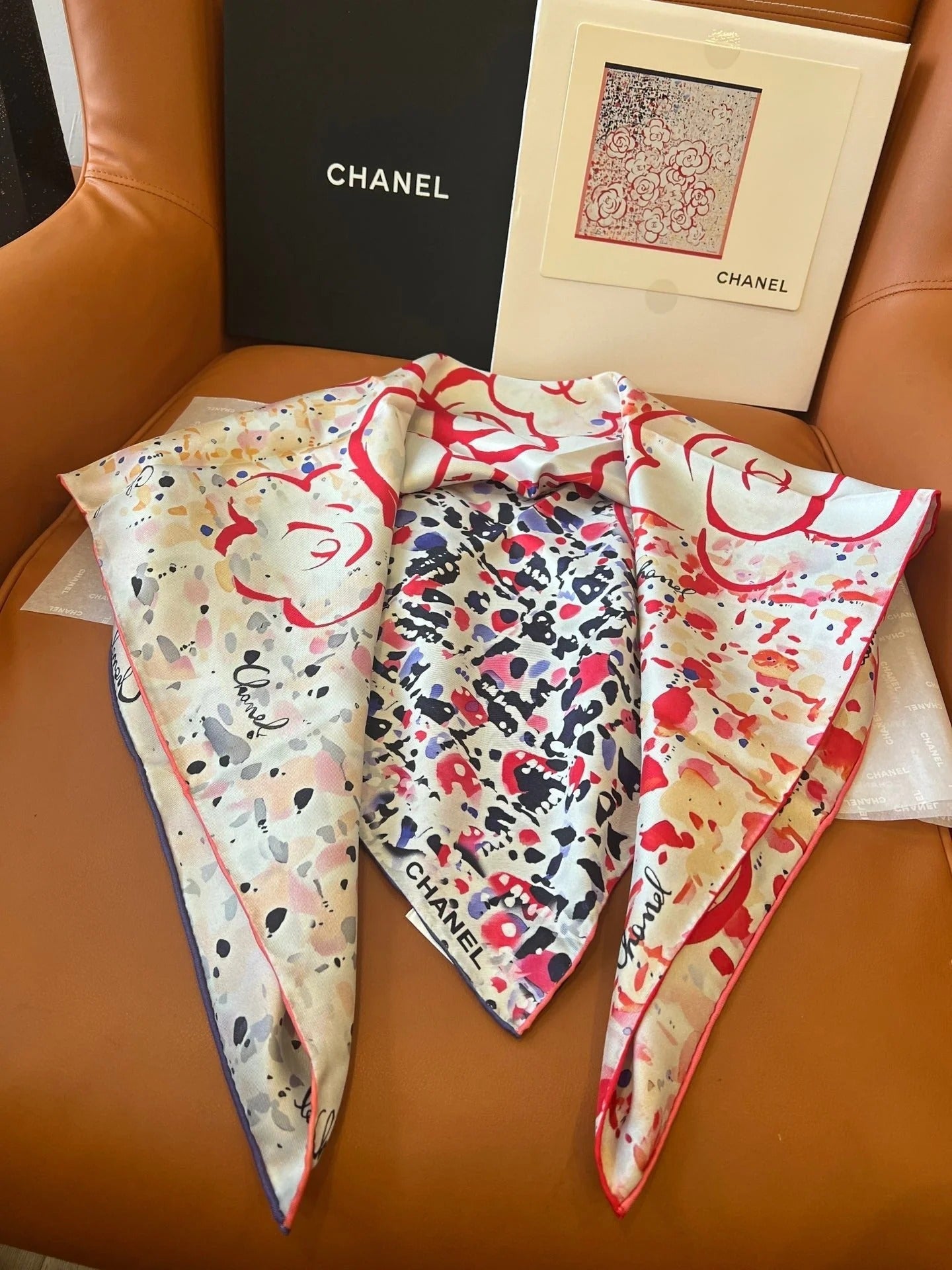 CHANEL 25S SCARF 90 IN SILK TWILL 700818 mysite