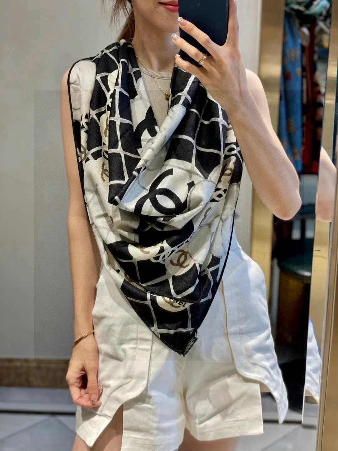 CHANEL 25S SCARF 110 IN CASHMERE SILK 730603 mysite