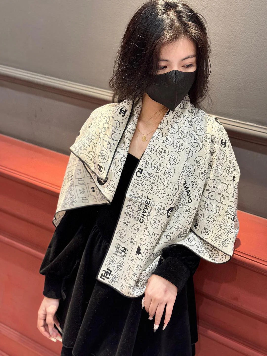 CHANEL 25S SCARF 110 IN CASHMERE SILK 738478 mysite