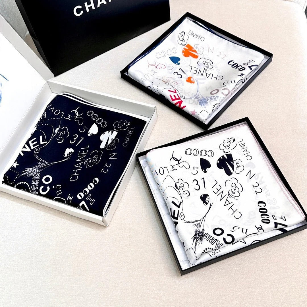 CHANEL 25S SCARF 90 IN SILK 730662 mysite