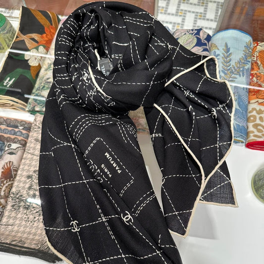 CHANEL 25S SCARF 140 IN SILK WOOL 726479 mysite