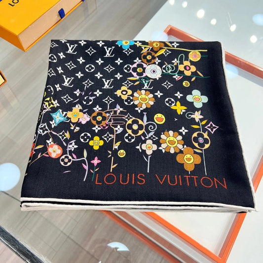 LV SCARF 135 CM IN WOOL MIX SILK 715459 mysite
