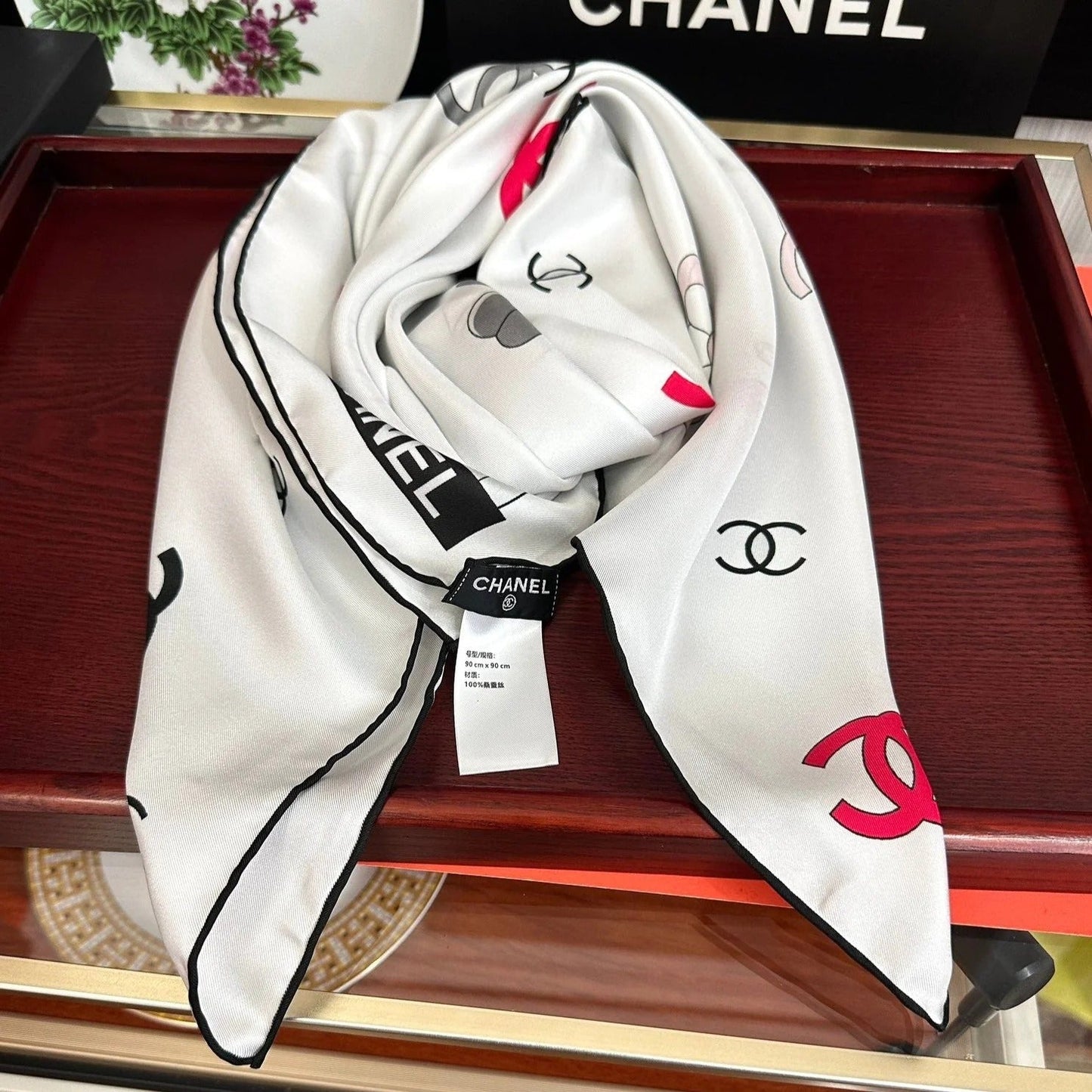 CHANEL 25S SCARF 90 IN SILK 733857 mysite