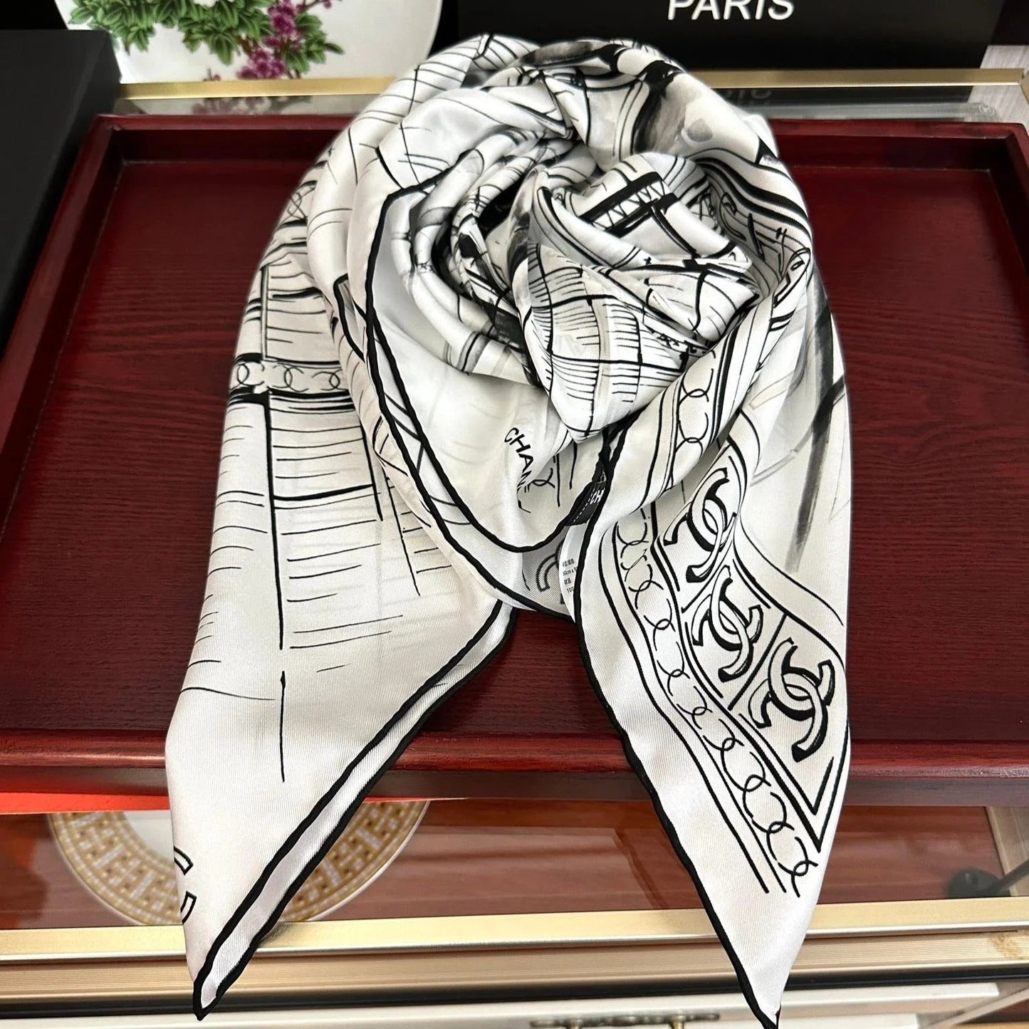 CHANEL 25S SCARF 90 IN SILK 001 mysite