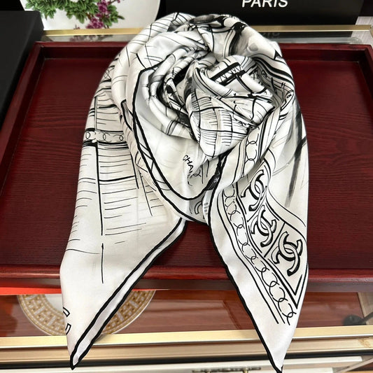 CHANEL 25S SCARF 90 IN SILK 001 mysite