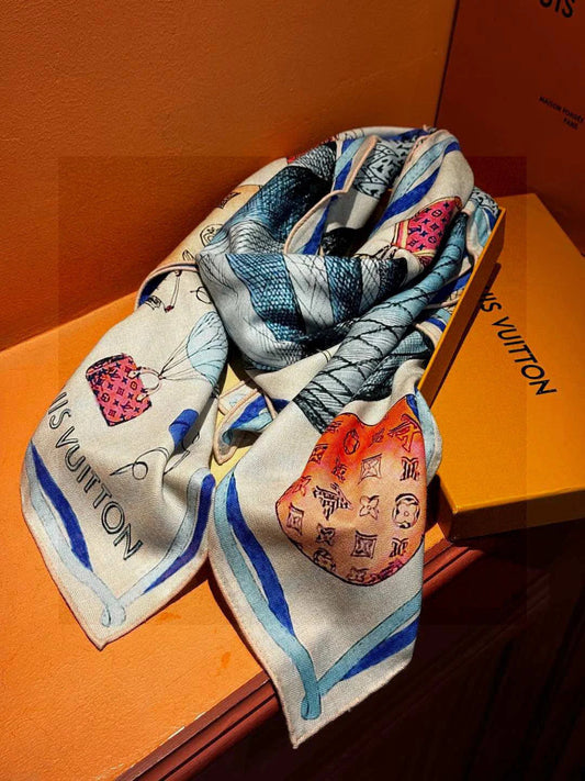 LV SCARF 140 CM IN WOOL MIX SILK 735798 mysite