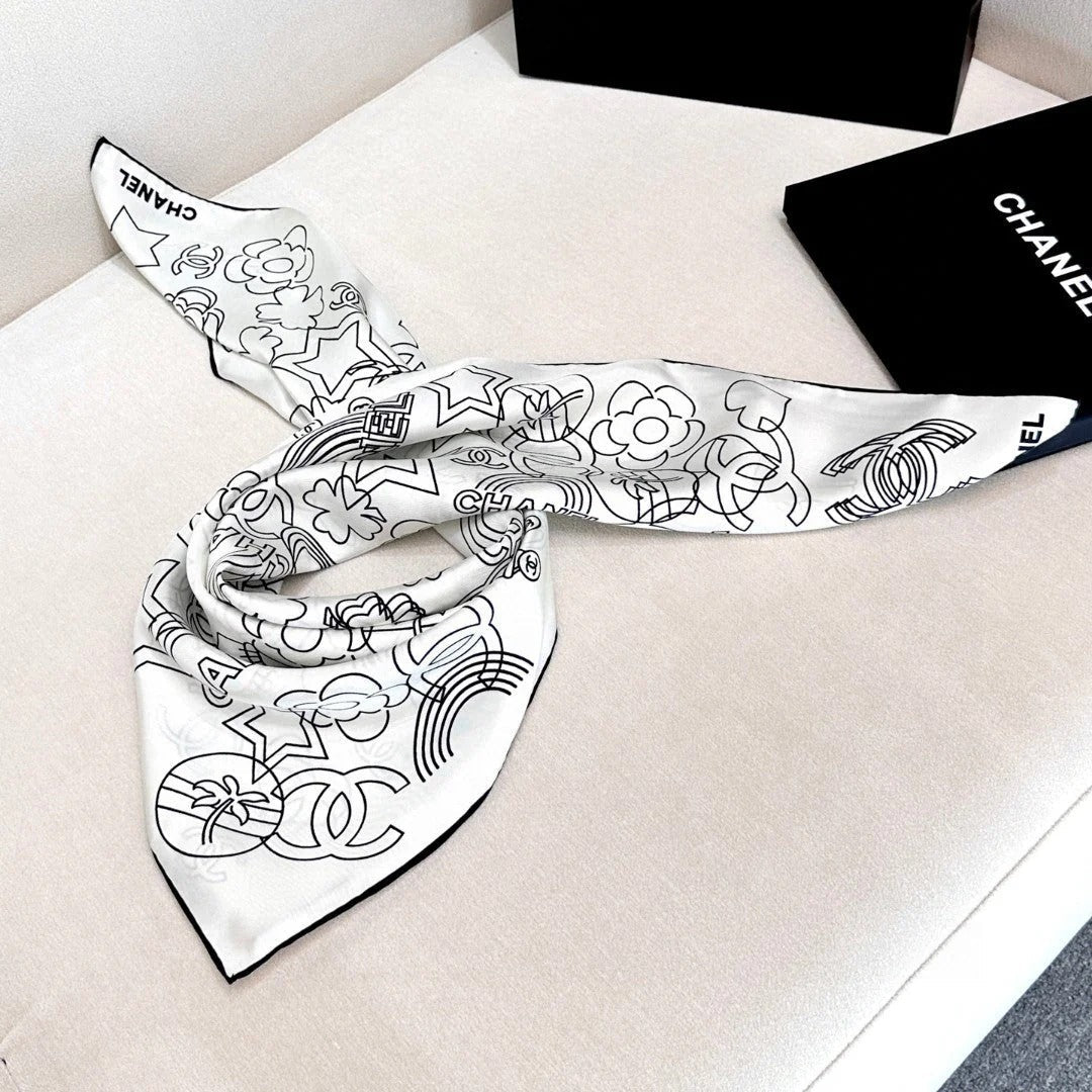 CHANEL 25S SCARF 90 IN TWILL SILK 740294 mysite