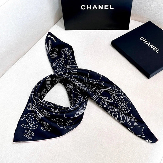 CHANEL 25S SCARF 90 IN TWILL SILK 740295 mysite